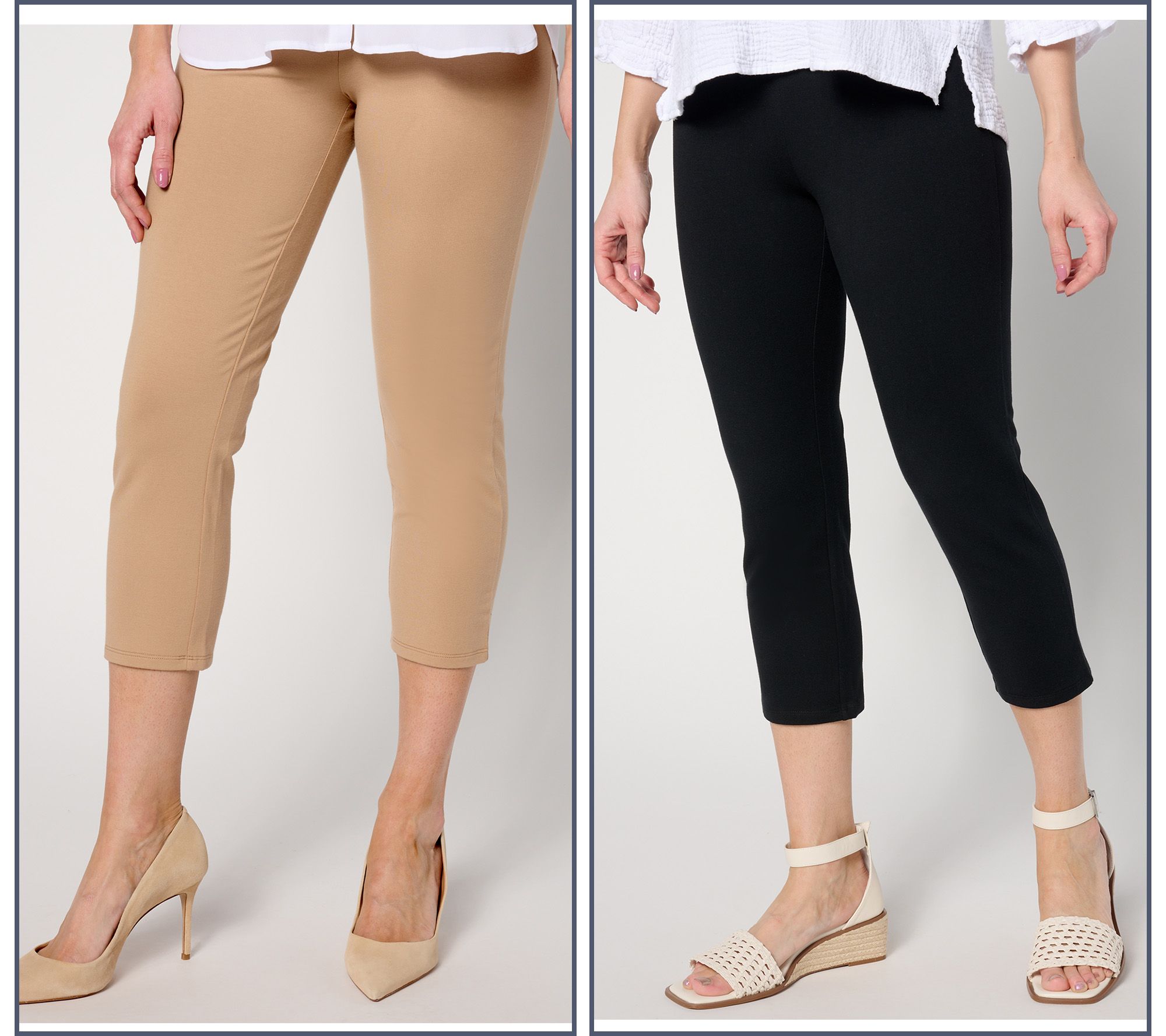 "As Is" Women With Control Tall Set of 2 Slim Leg Knit Crop Pants