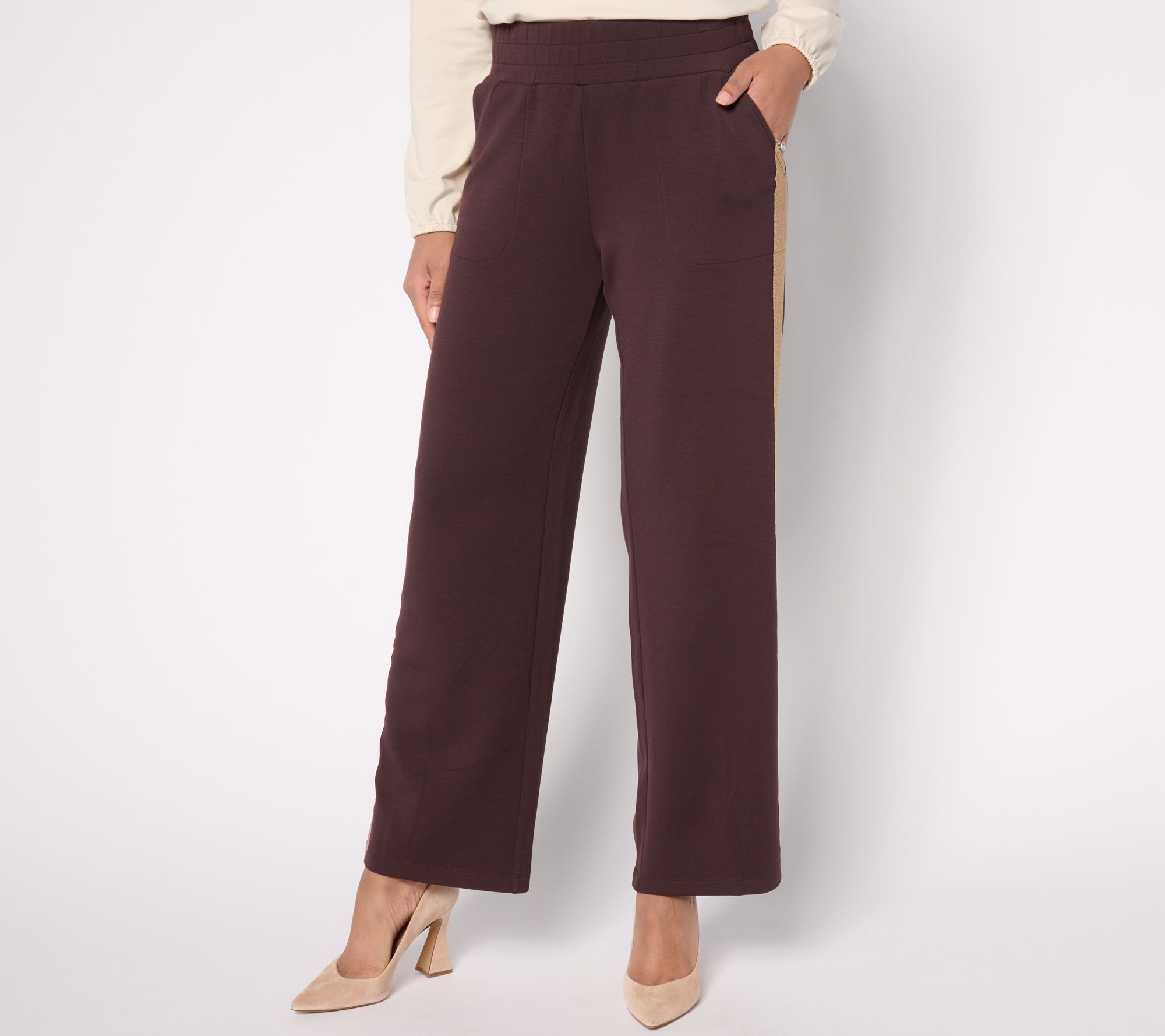 Belle by Kim Gravel Regular ScubaLuxe Everyday Shine Gold Glam Pant