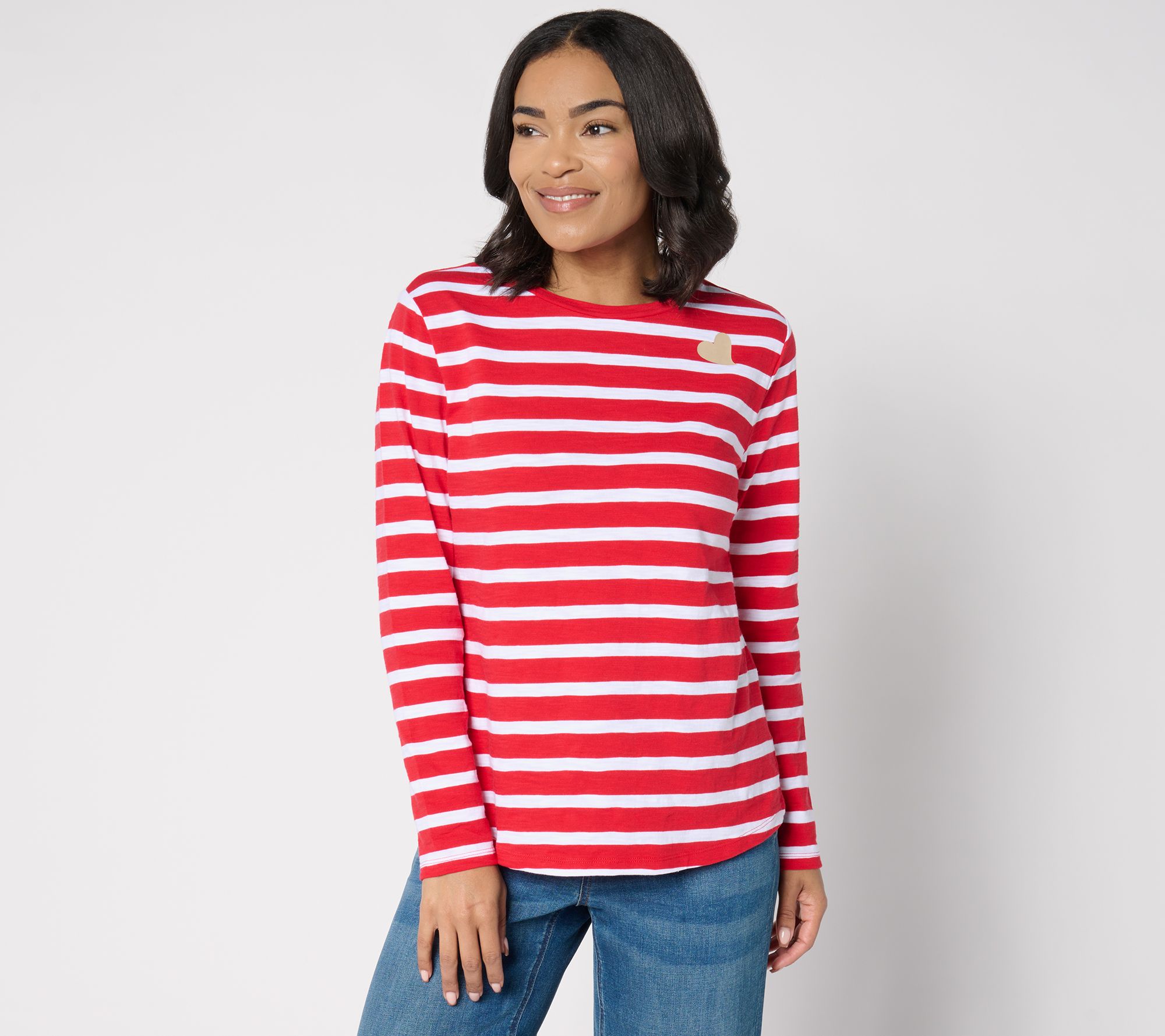 Studio Park x Amy Stran 100% Cotton Long-Sleeve Striped T-Shirt