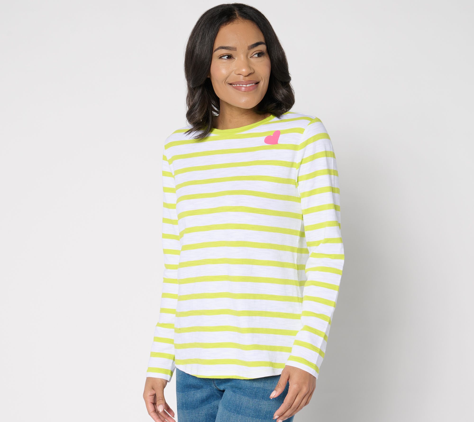 Studio Park x Amy Stran 100% Cotton Long-Sleeve Striped T-Shirt
