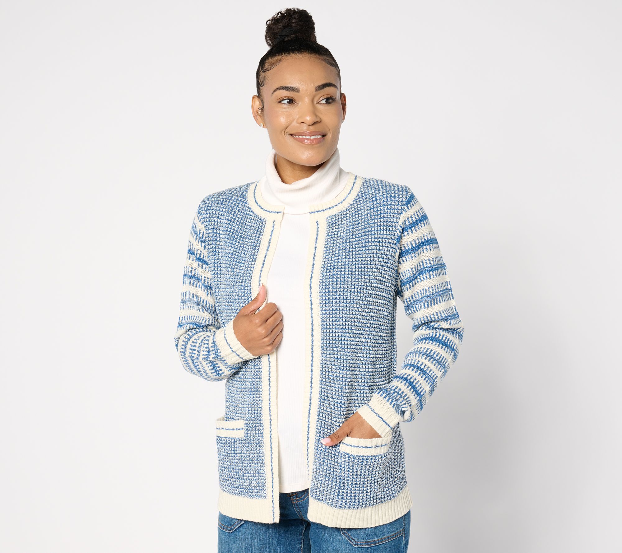 "As Is" Susan Graver Chic Open Front Sweater Jacket