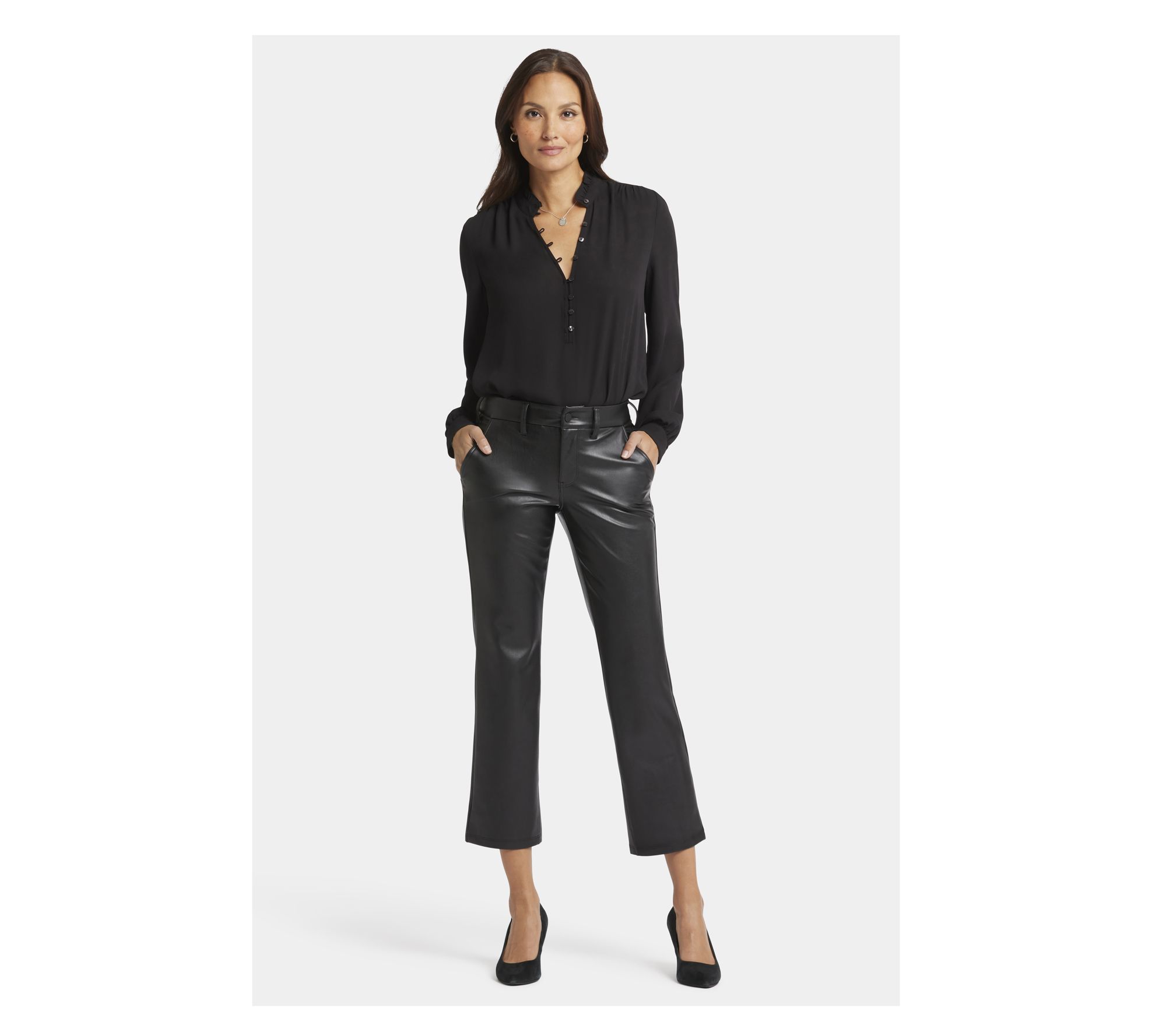 NYDJ Faux Leather Straight Ankle Pants