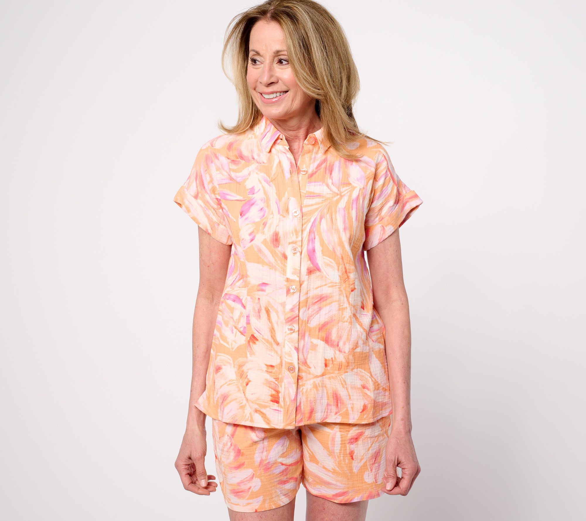Belle Beach by Kim Gravel Palm Beach 100% Cotton Gauze Camp Shirt