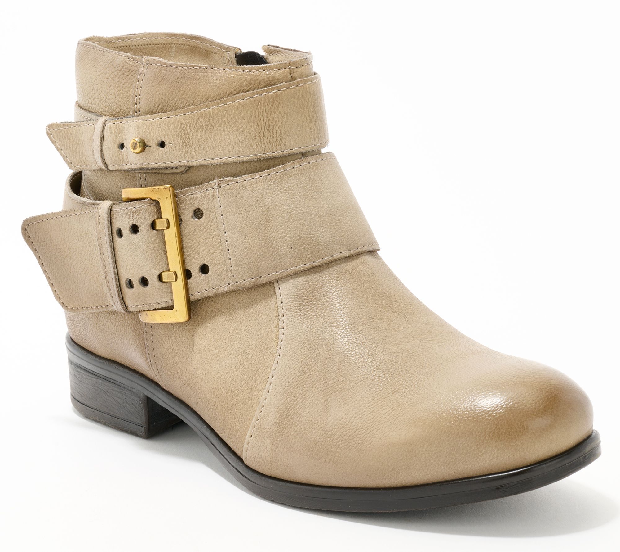 "As Is" Miz Mooz Leather Buckled Ankle Boots- Shermie