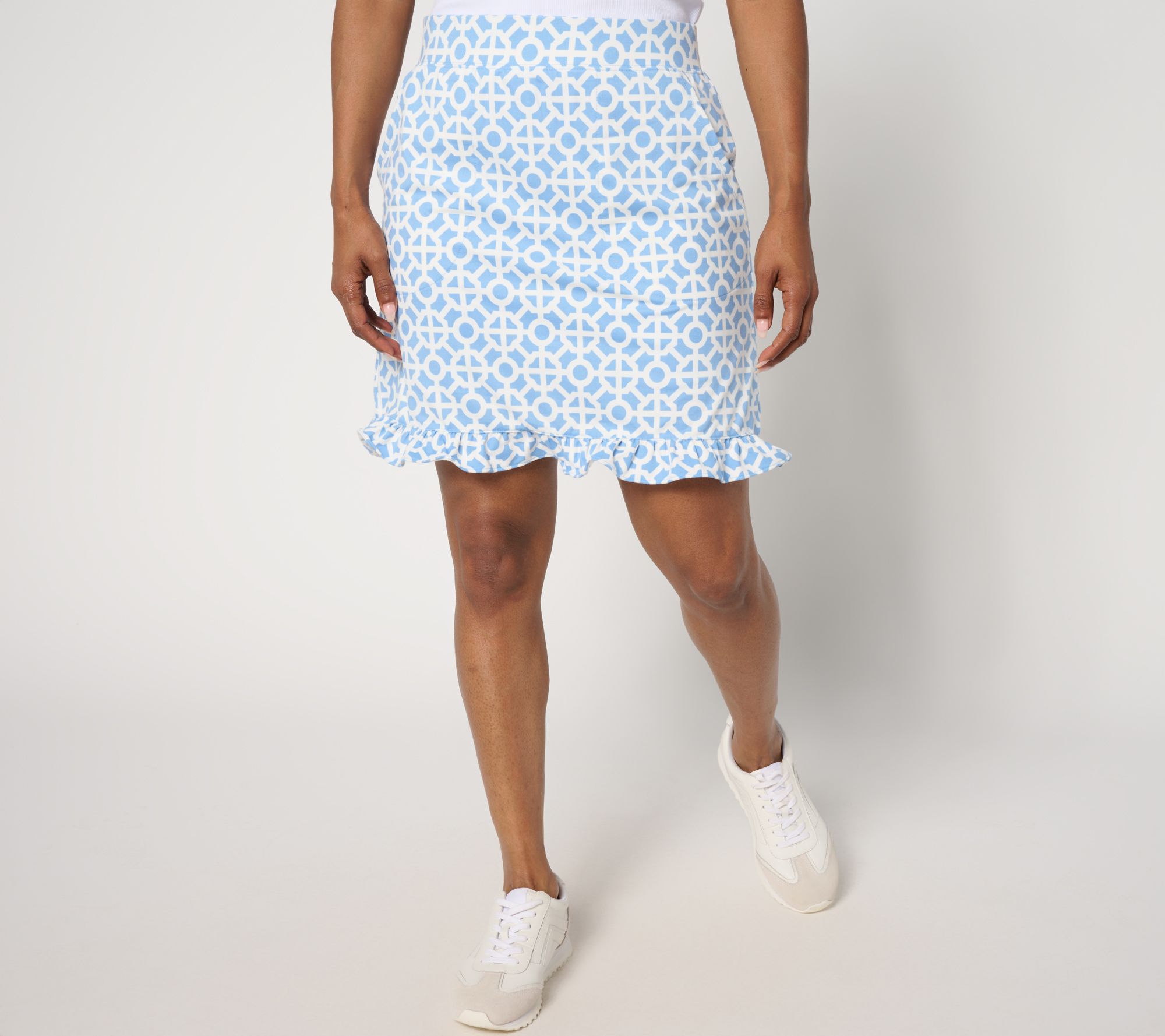 Belle Body by Kim Gravel Regular Geo Athletic Jersey Ruffle Skort