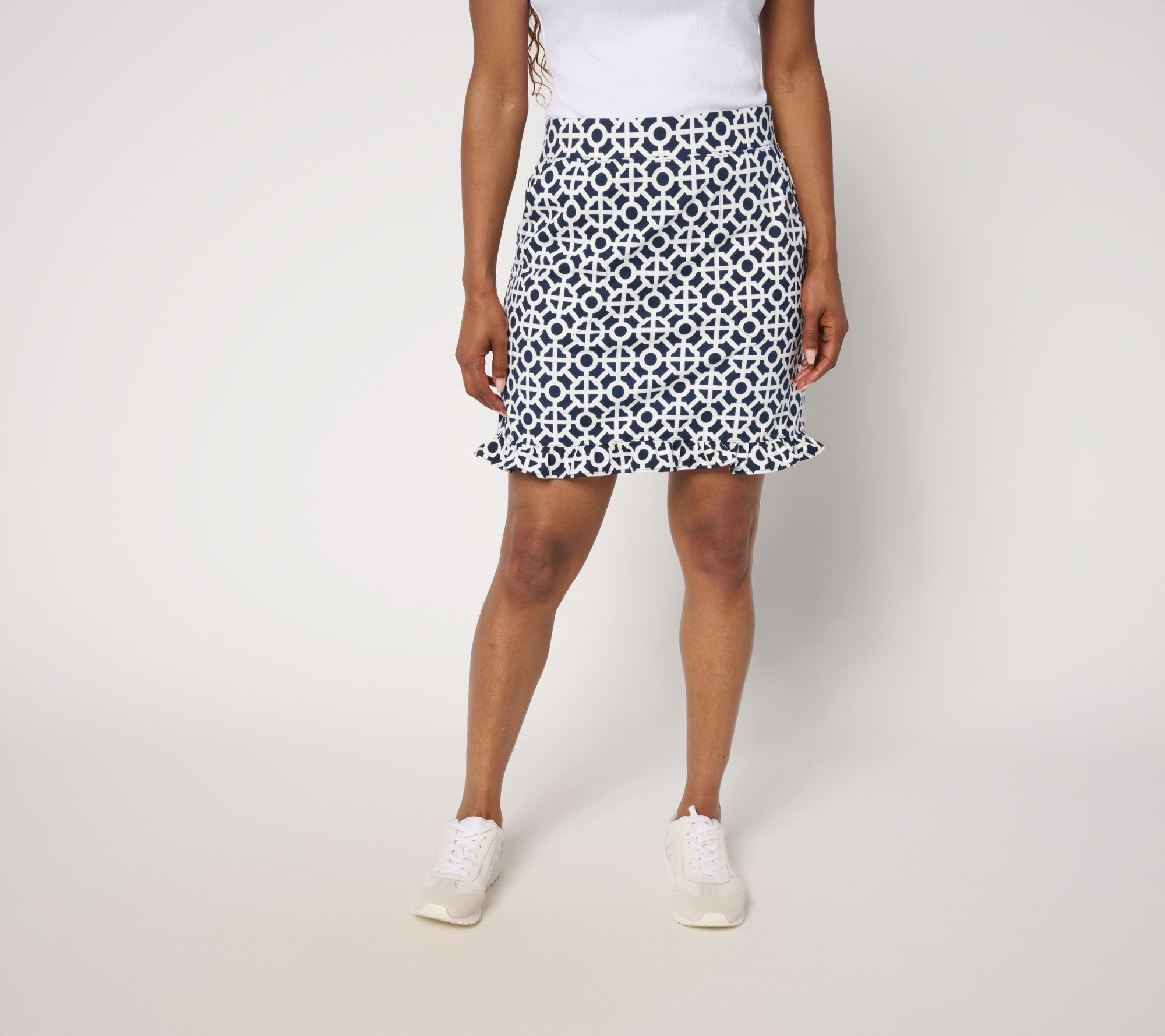 Belle Body by Kim Gravel Regular Geo Athletic Jersey Ruffle Skort