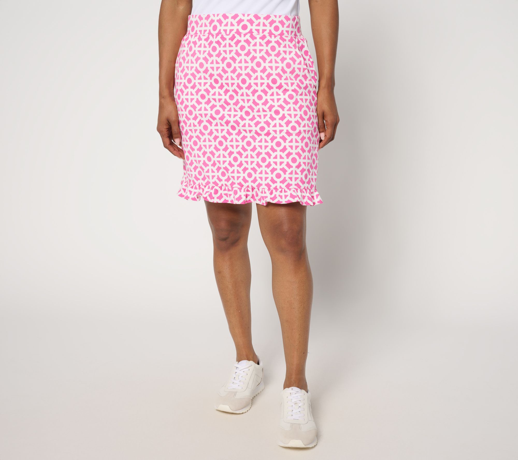 Belle Body by Kim Gravel Regular Geo Athletic Jersey Ruffle Skort