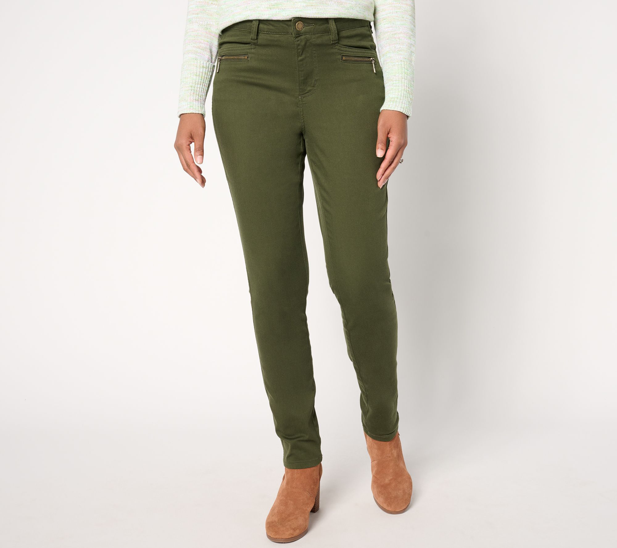 "As Is" Belle by Kim Gravel Pet TripleLuxe Twill Hip Zip Slim Leg Jean