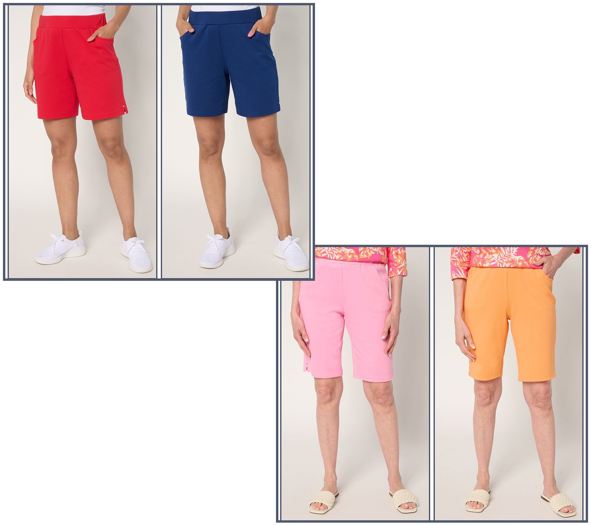  Quacker Factory Set of Two Pull-On 8" or 11" Shorts - A690431