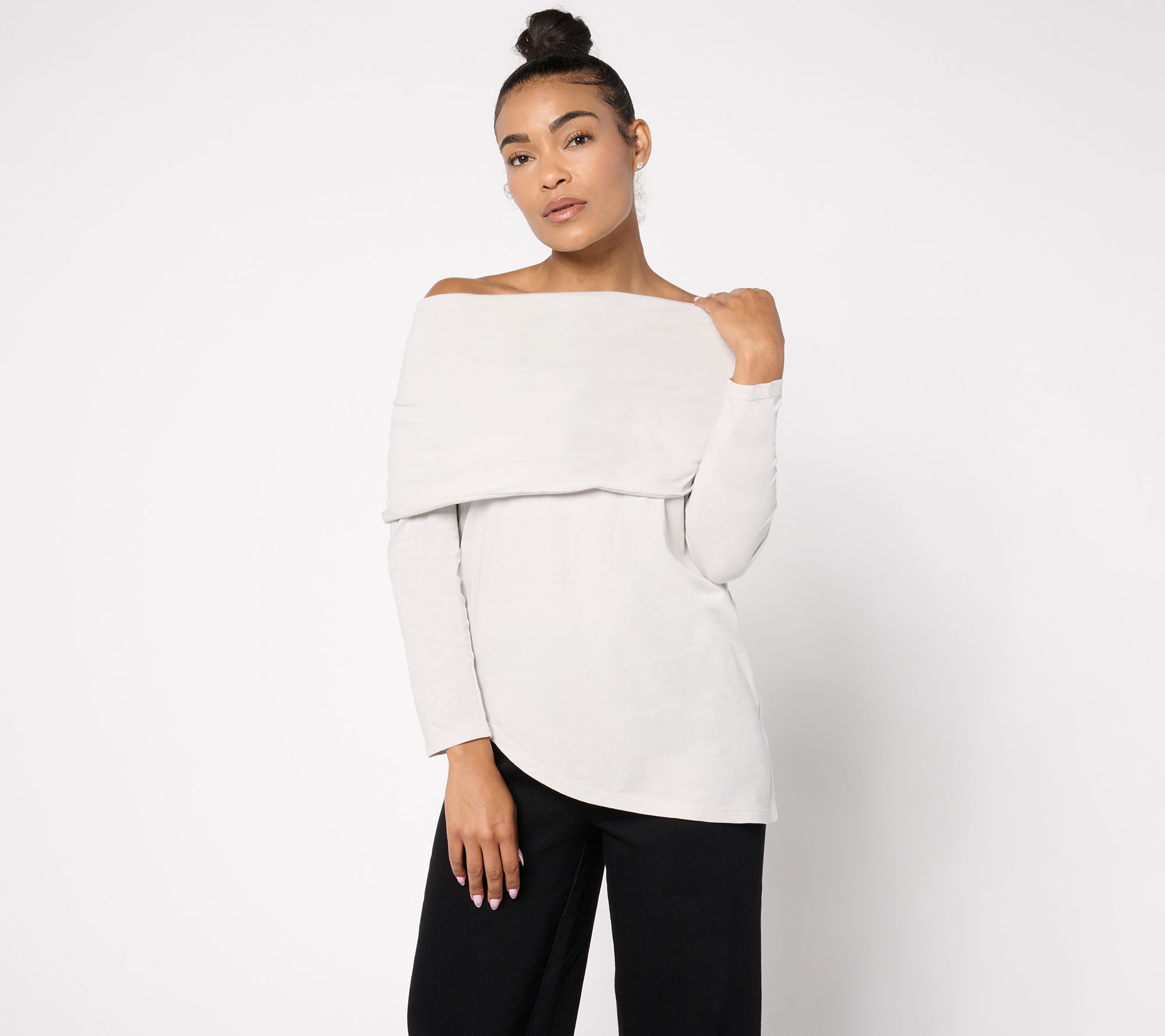 "As Is" Peace Love World Side Cowl Long Sleeve Top