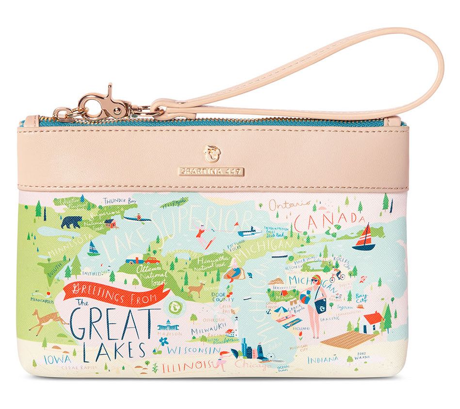 Spartina 449 "G reetings From" Scout Leather T rim Wristlet