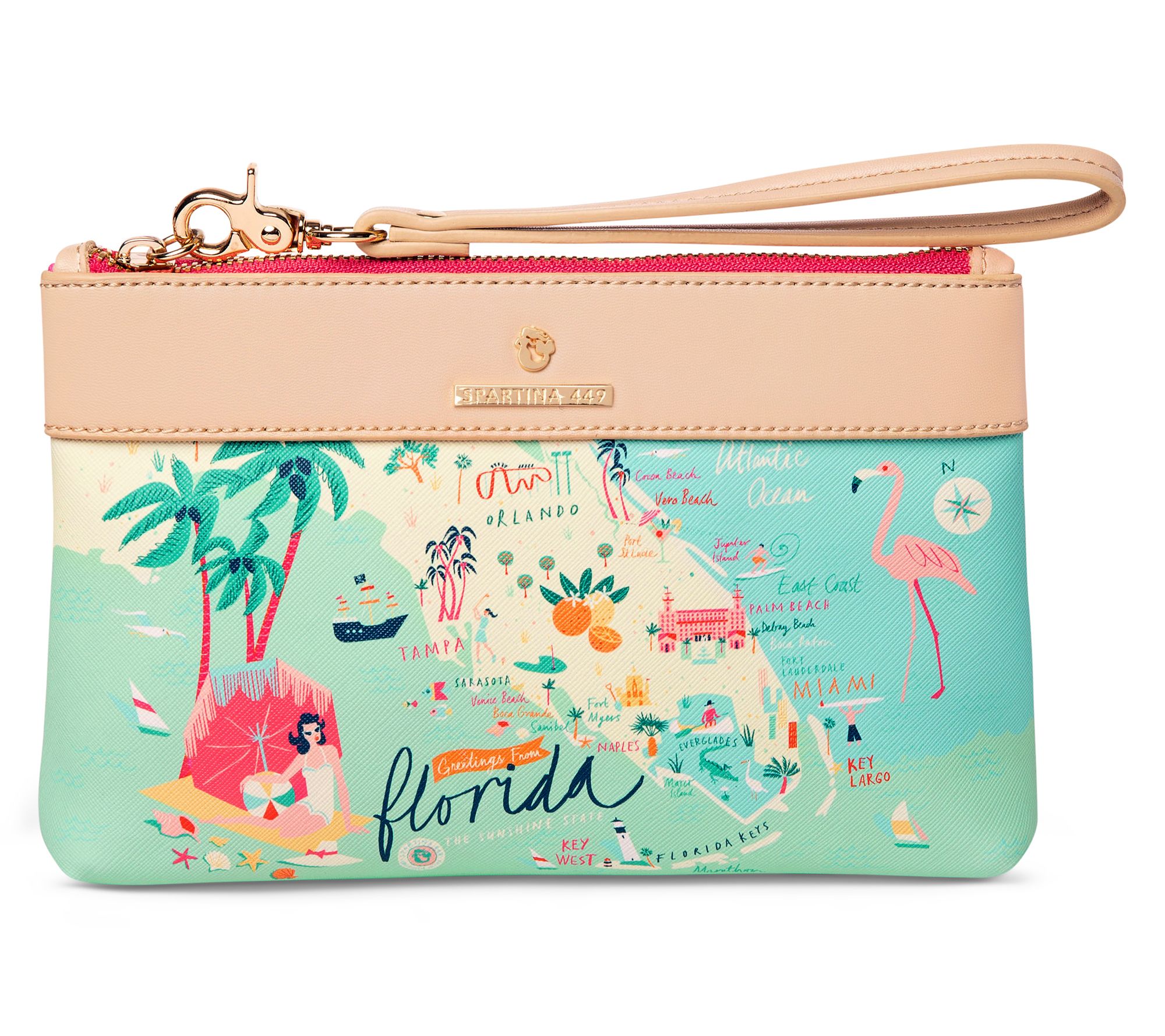 Spartina 449 "Greetings From" Scout Leather Trim Wristlet