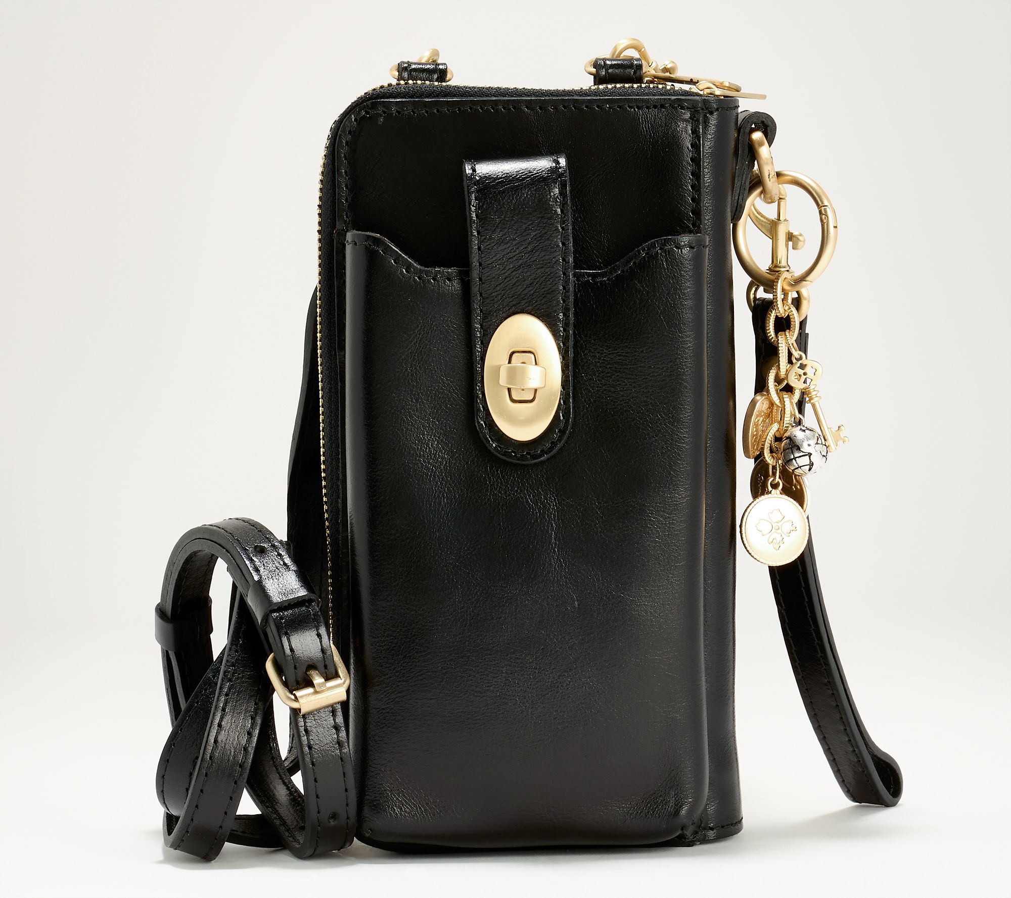 Patricia Nash Amalia Leather Phone Crossbody with Charm and Wristlet