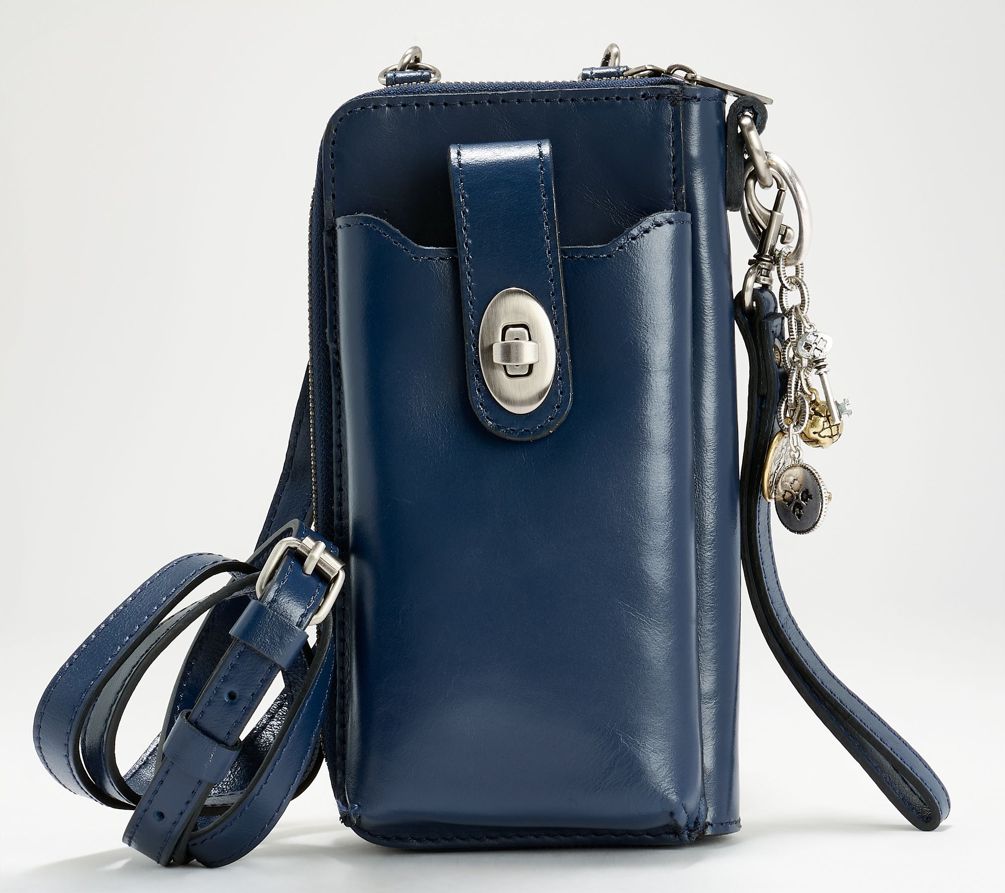 Patricia Nash Amalia Leather Phone Crossbody with Charm and Wristlet