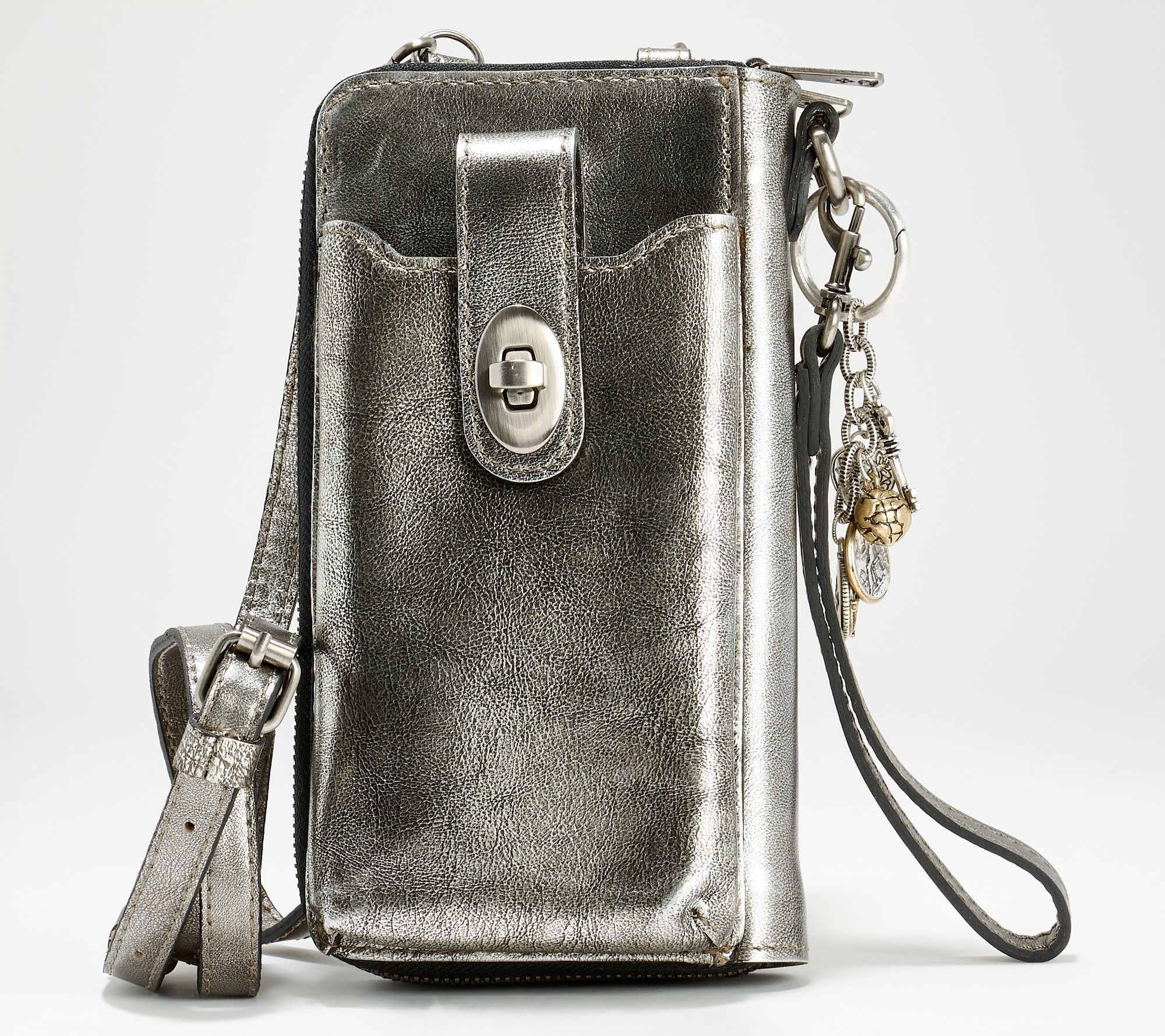 Patricia Nash Amalia Leather Phone Crossbody with Charm and Wristlet