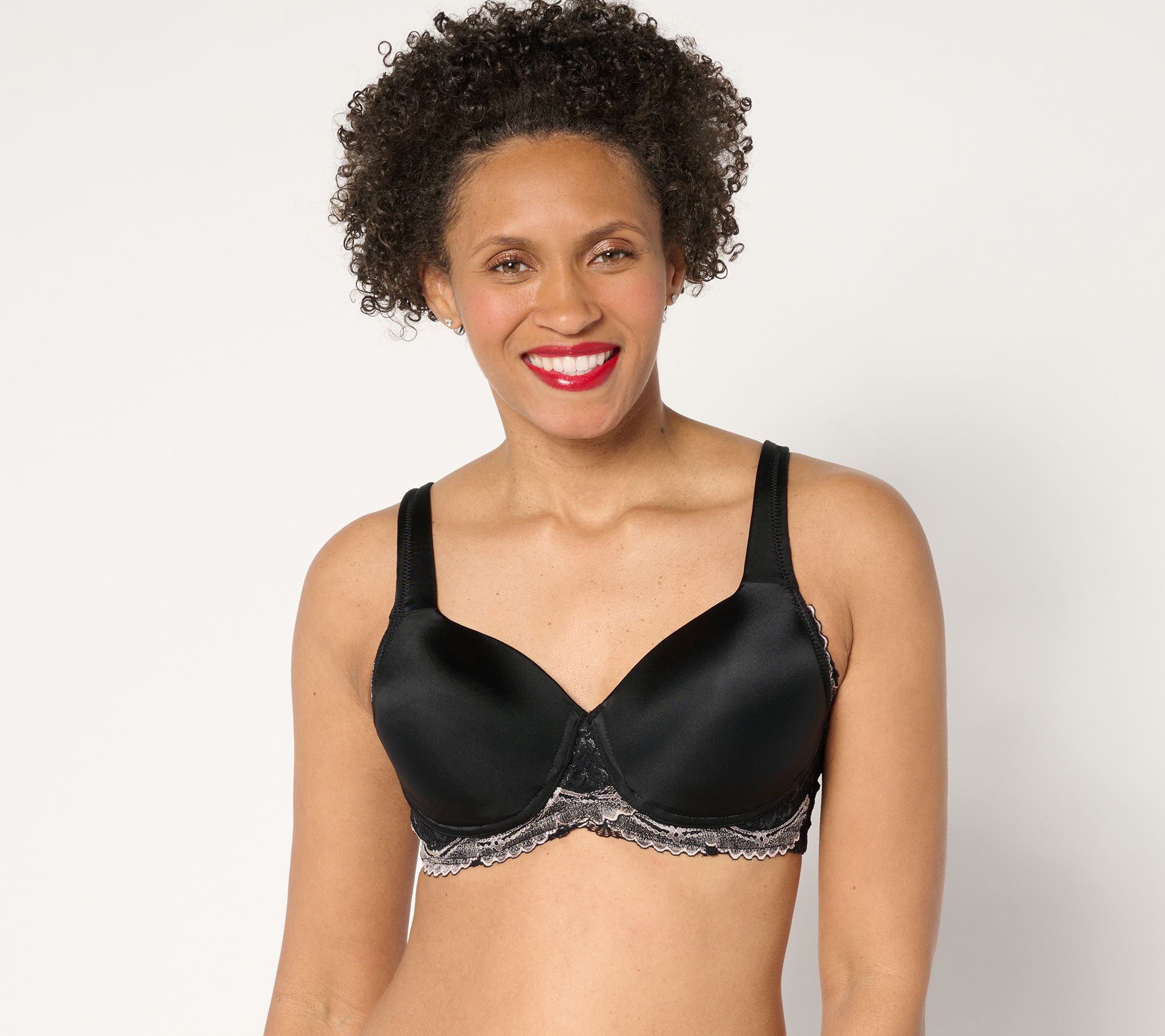 "As Is" Breezie Two-Tone Lace Shimmer Lightly Padded Wirefree Bra