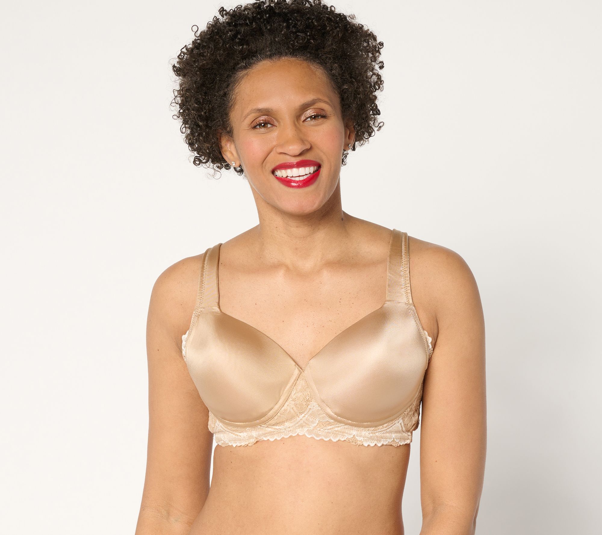 "As Is" Breezie Two-Tone Lace Shimmer Lightly Padded Wirefree Bra