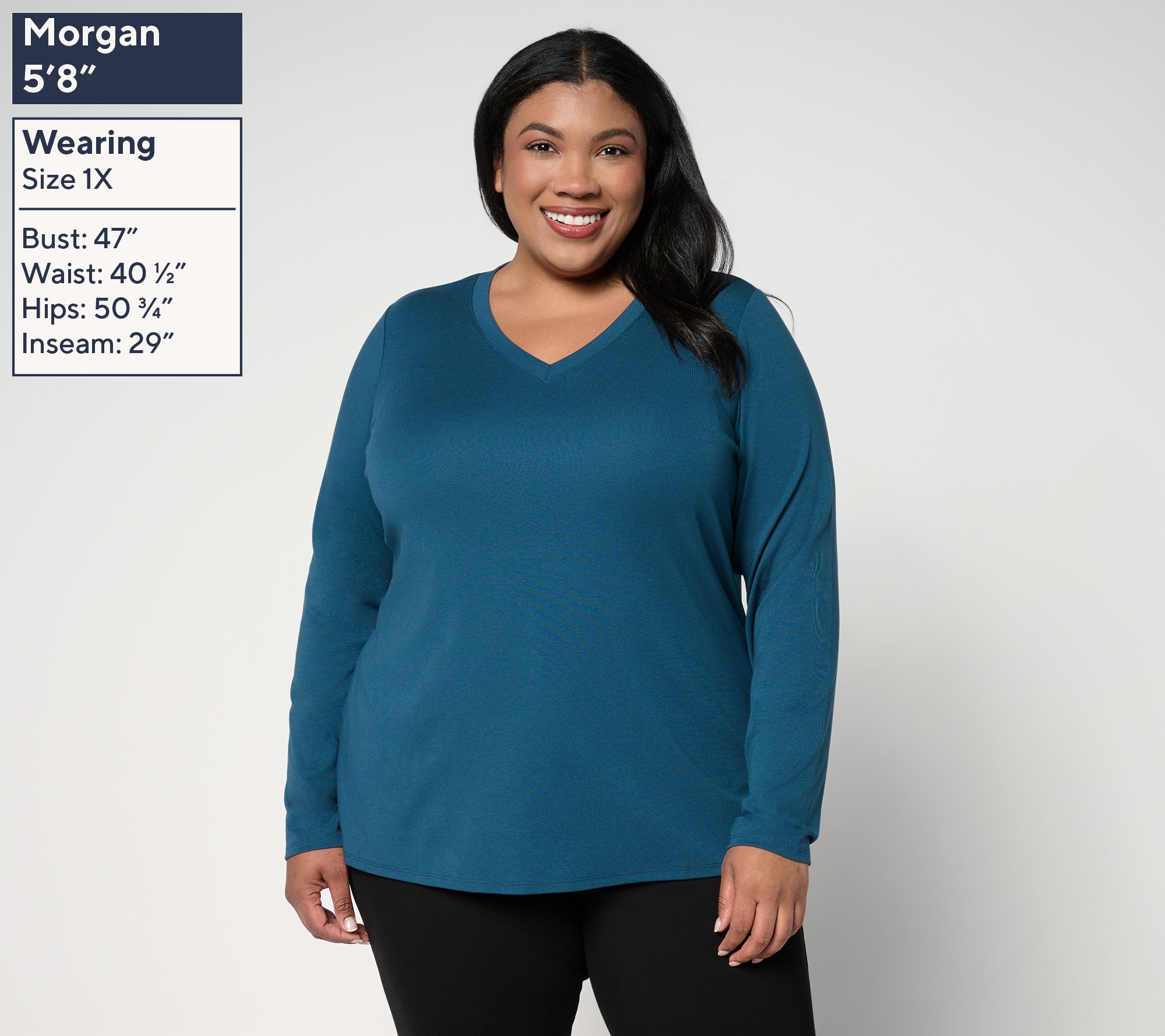 Belle by Kim Gravel TripleLuxe Long Sleeve V-Neck Top - QVC.com