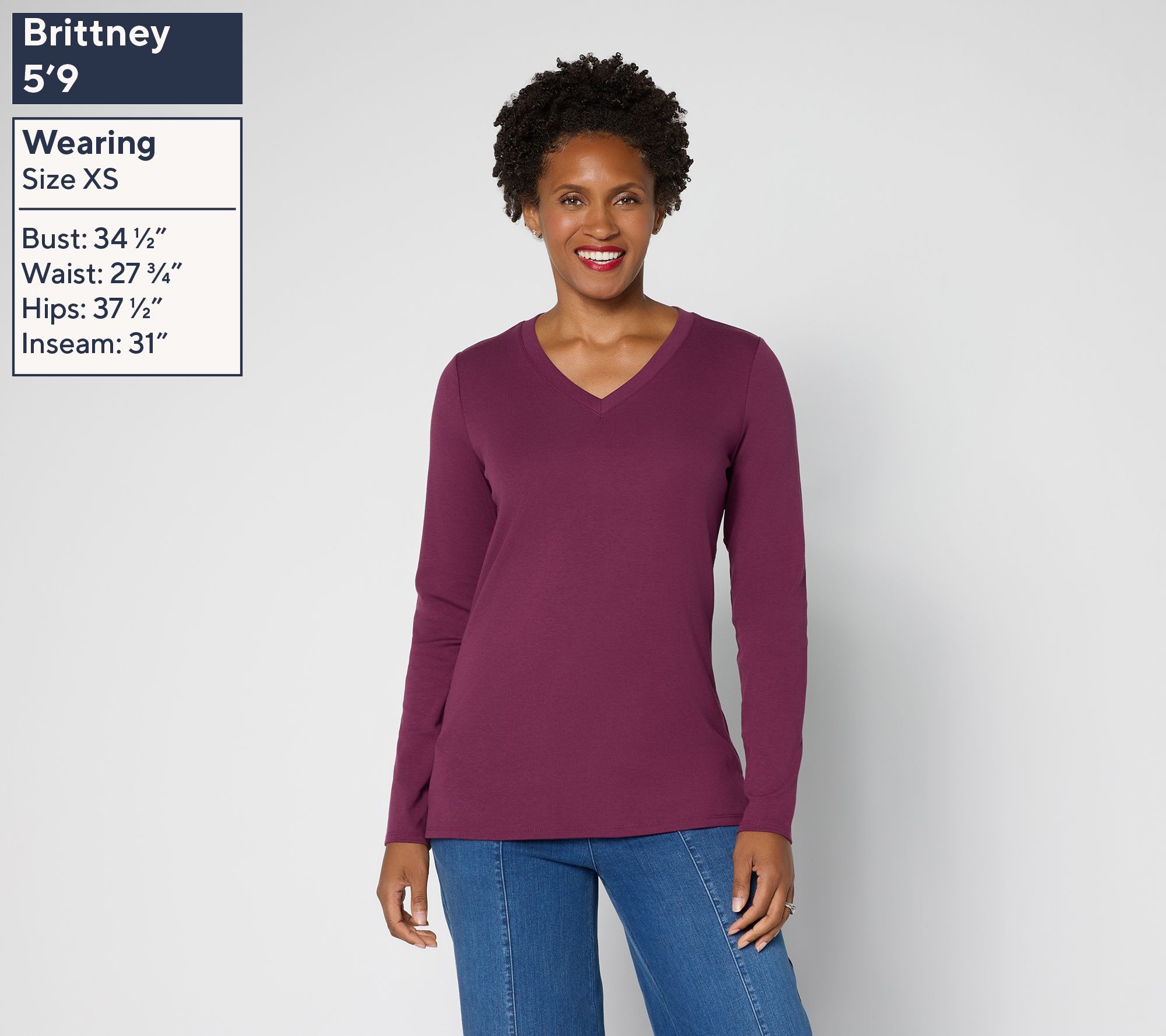 Belle by Kim Gravel TripleLuxe Long Sleeve V-Neck Top - QVC.com