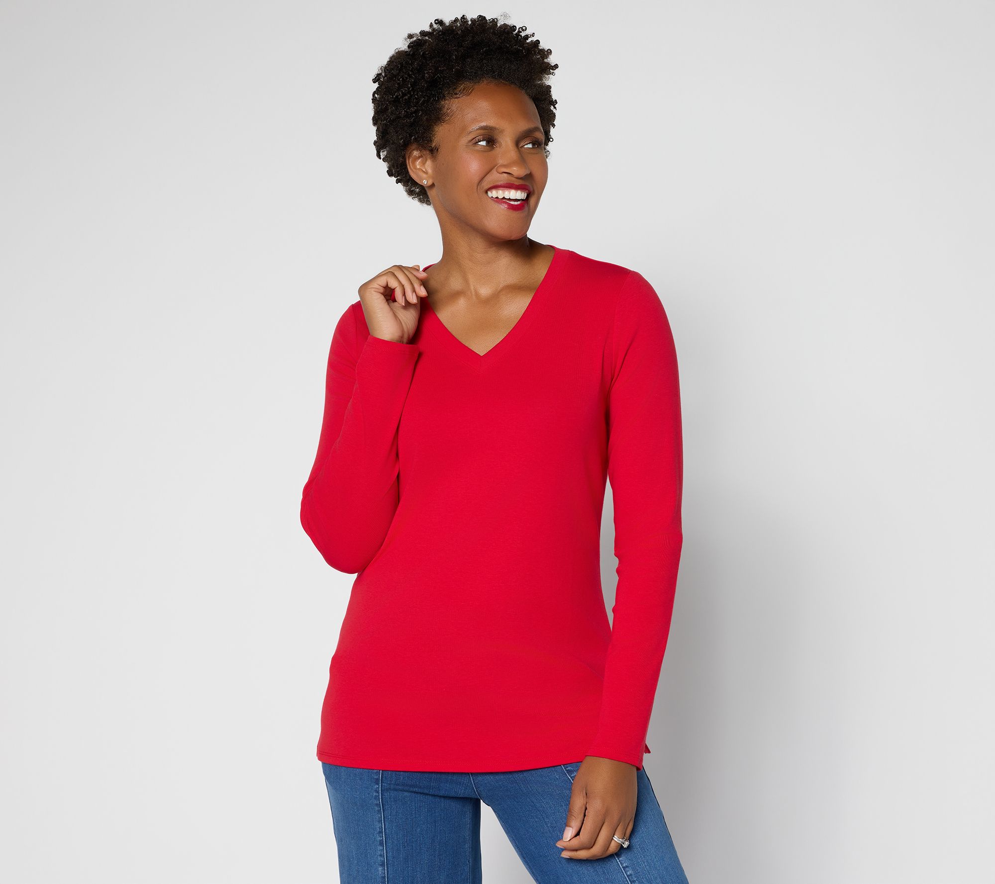 Belle by Kim Gravel TripleLuxe Long Sleeve V-Neck Top