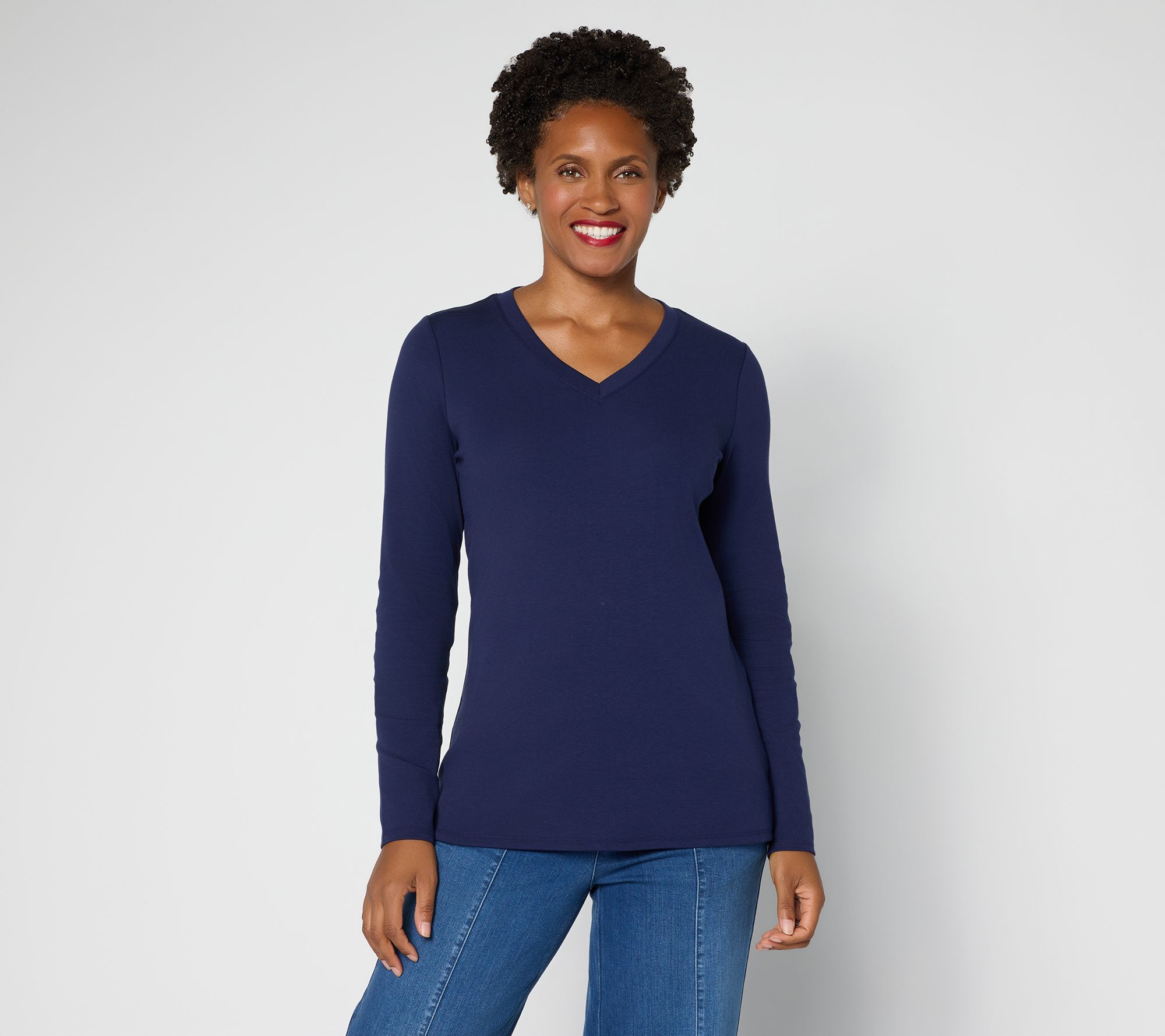 Belle by Kim Gravel TripleLuxe Long Sleeve V-Neck Top