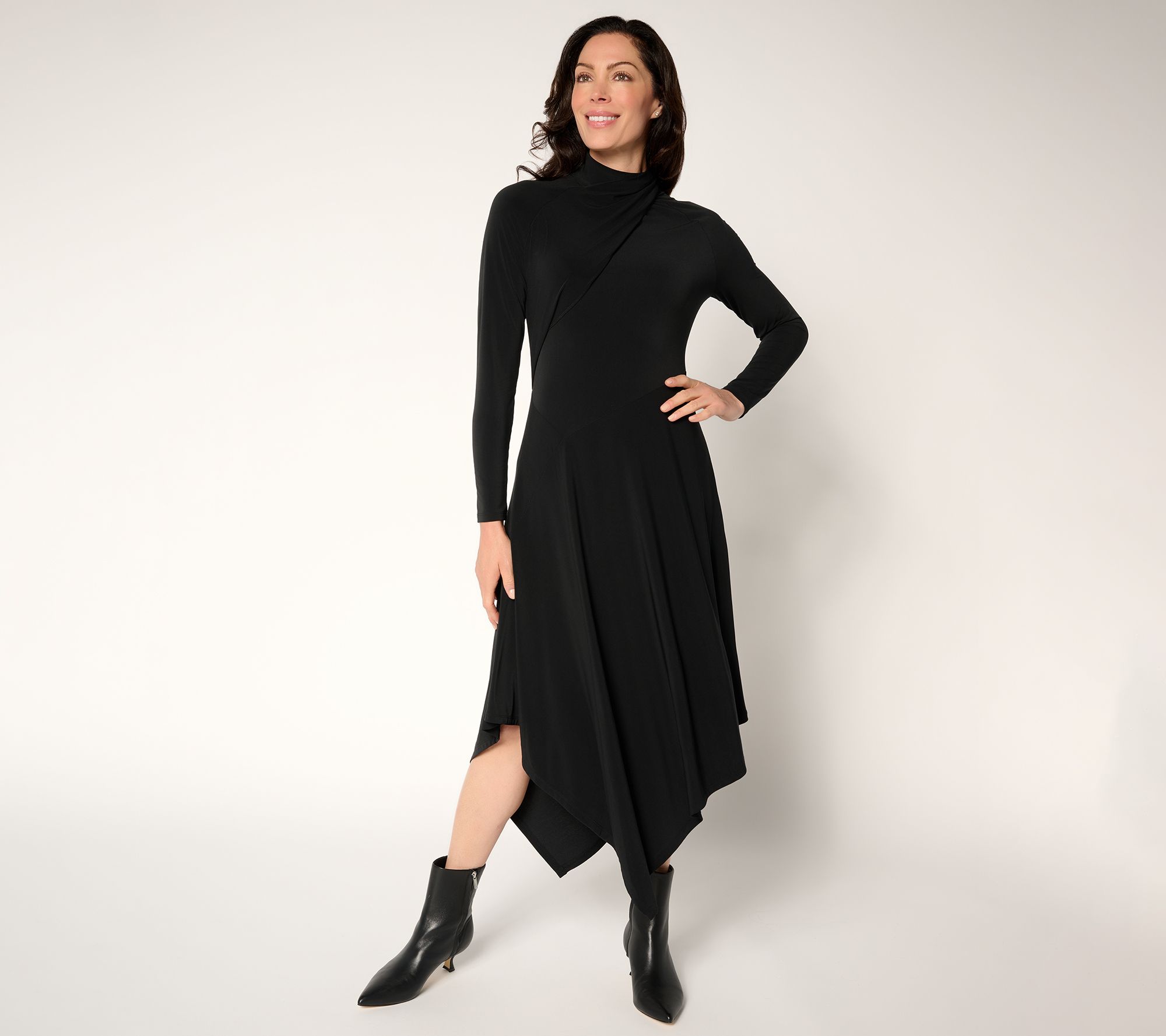 Me by Jennie Garth Petite City Asymmetrical Knit Midi Dress