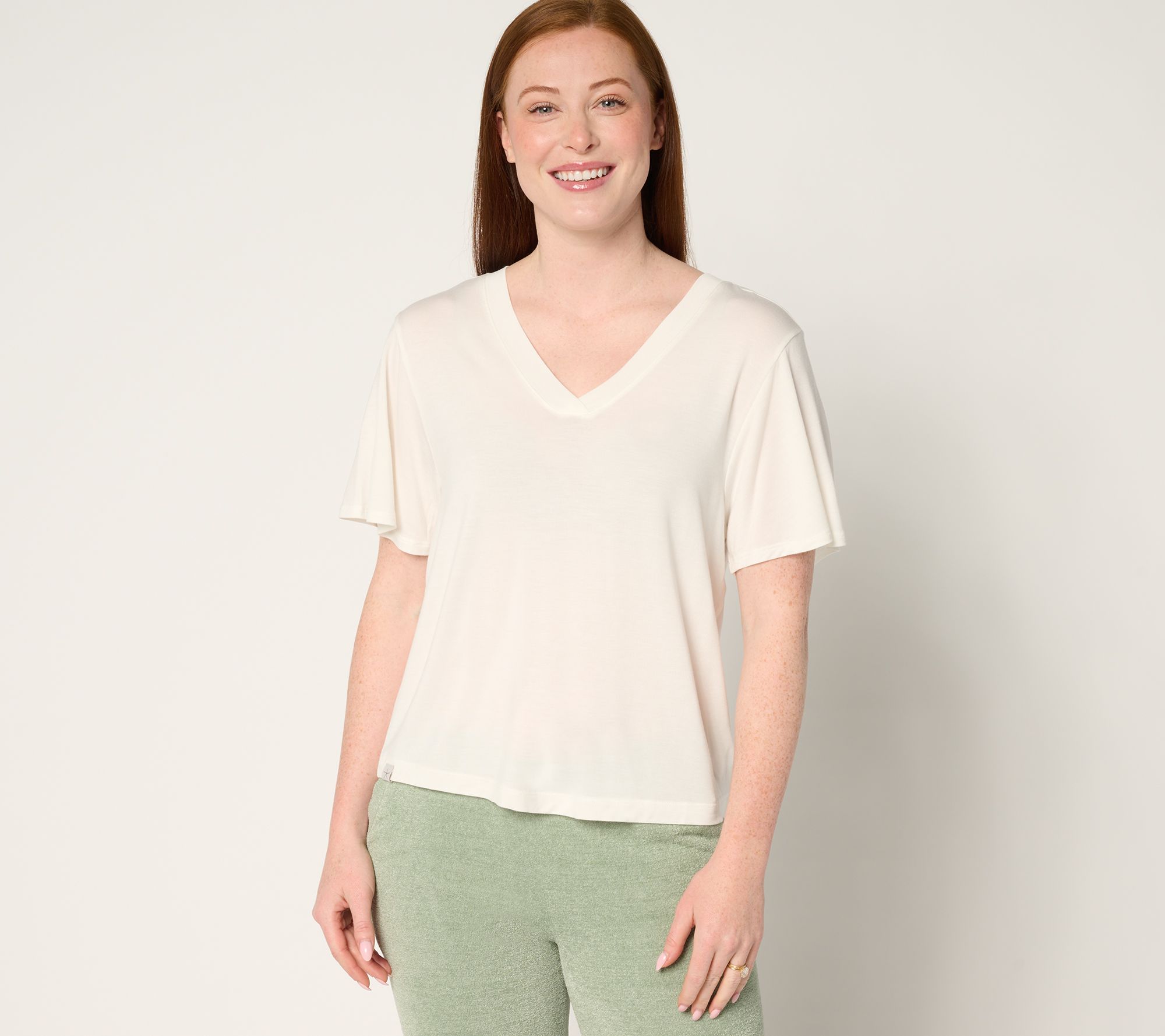 "As Is" Barefoot Dreams Modal Drapey Double V-Neck Tee