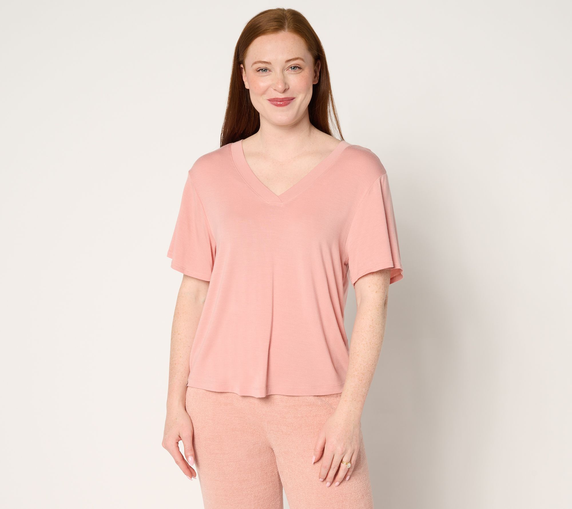 "As Is" Barefoot Dreams Modal Drapey Double V-Neck Tee