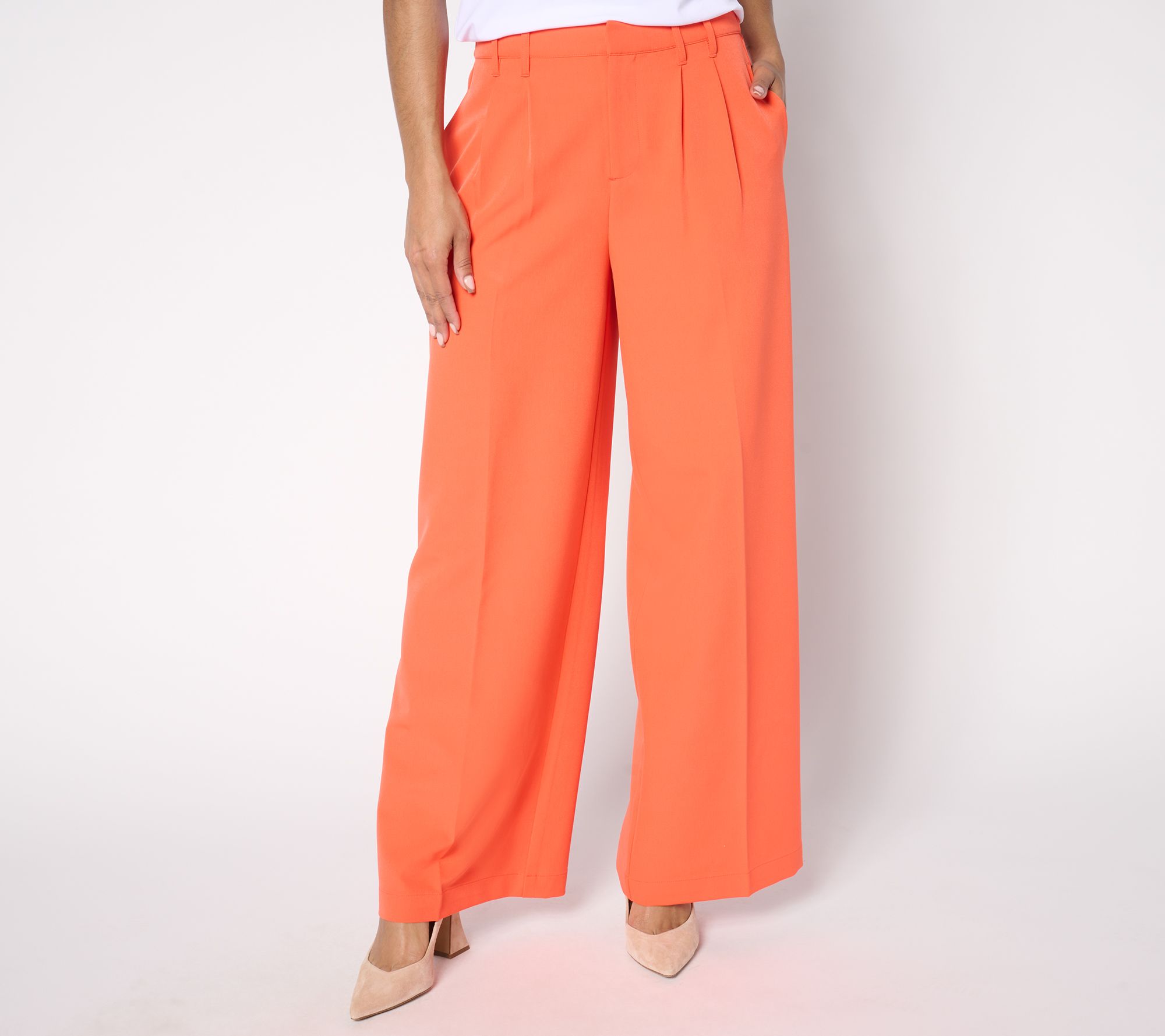 "As Is" Joan Rivers Petite Bitsy Stretch Woven Wide Leg Trouser Pant