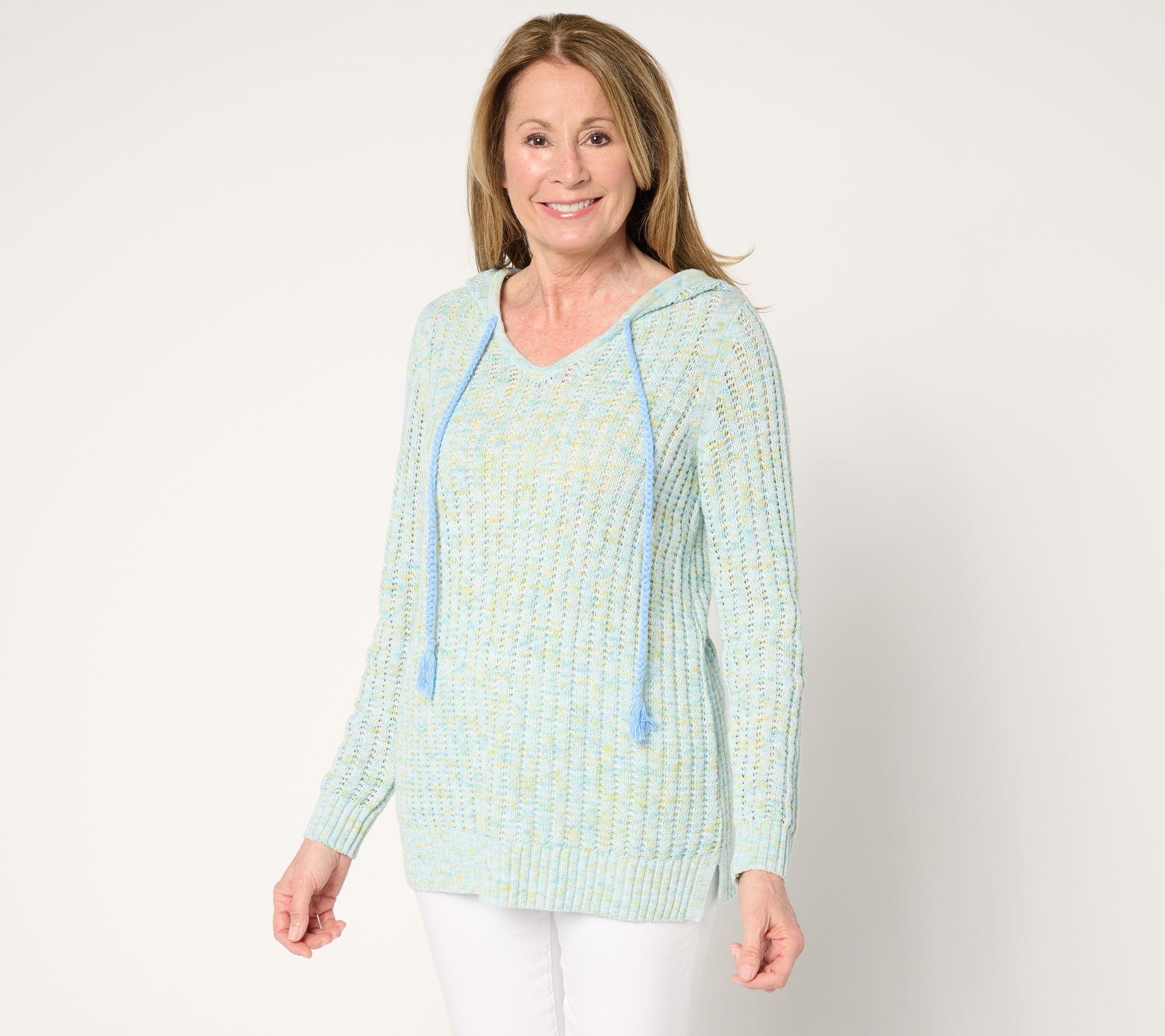 "As Is" Belle Boho by Kim Gravel Rainbow Yarn Braided Tassel Hoodie
