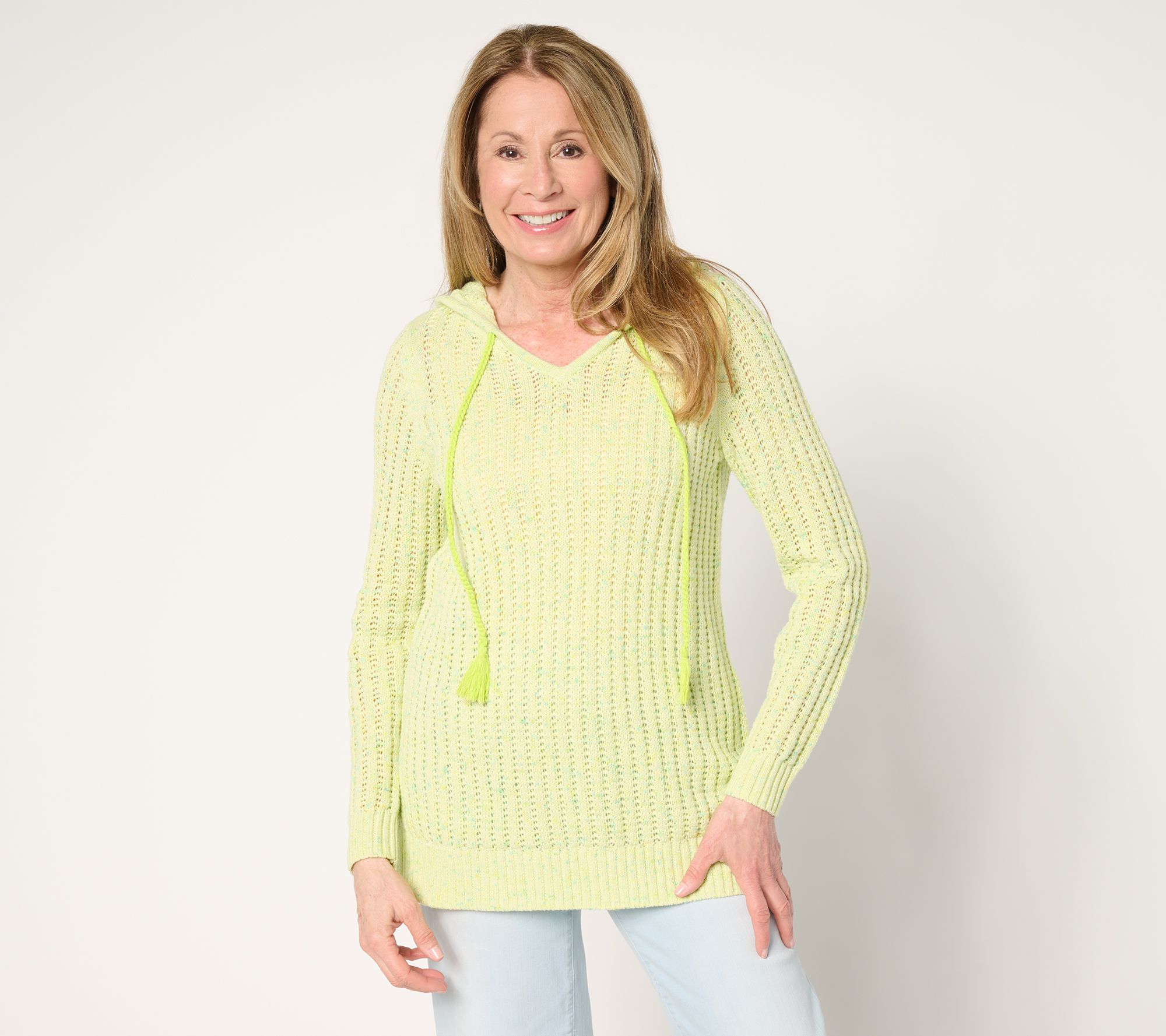 "As Is" Belle Boho by Kim Gravel Rainbow Yarn Braided Tassel Hoodie