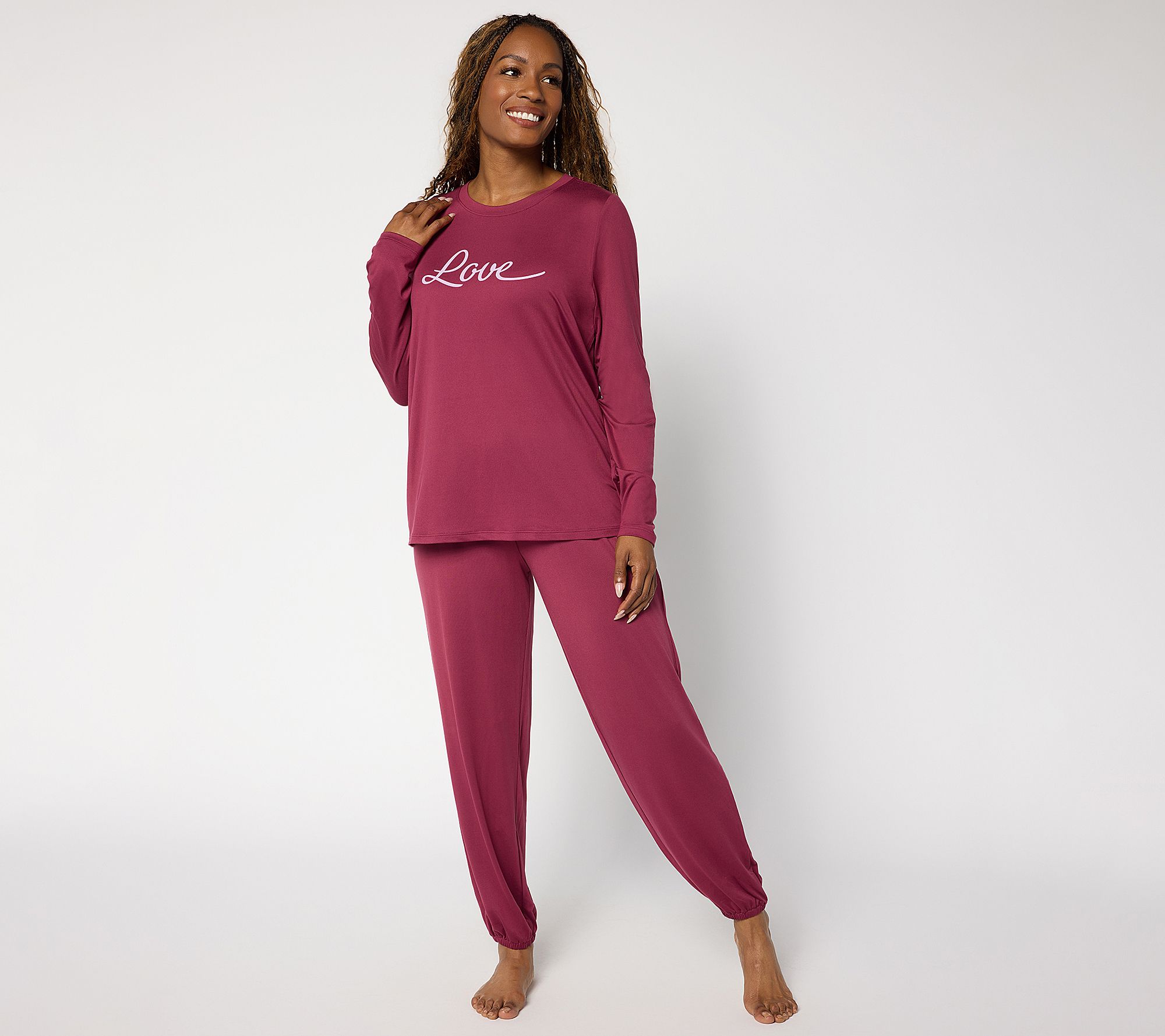 AnyBody Regular Lush Jersey Message Top and Jogger Set