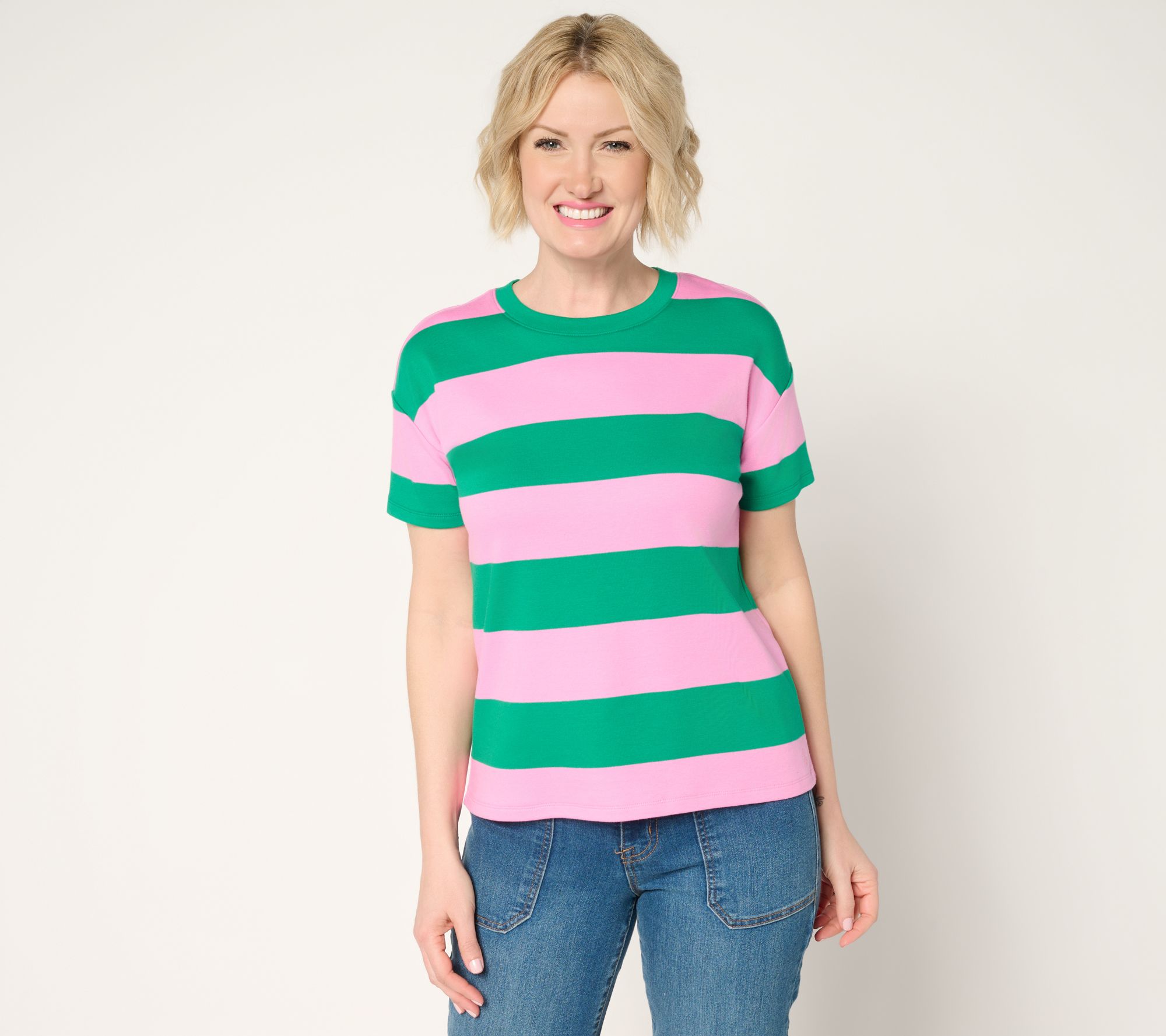 "As Is" Issac Mizrahi Live! Essentials Cotton Rugby Strip T-Shirt