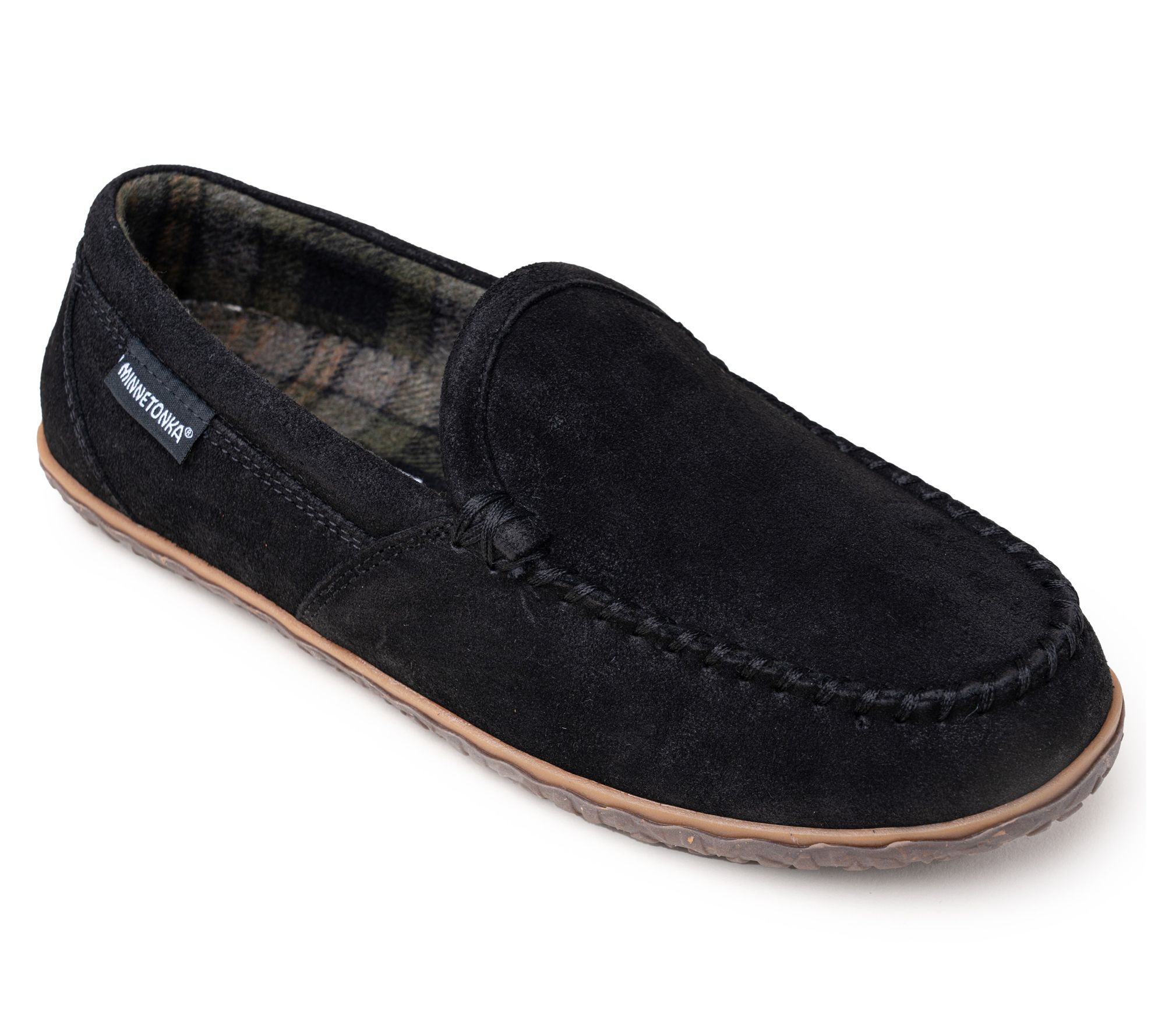 Minnetonka Men's Tilden Suede Plaid Lined Slipper