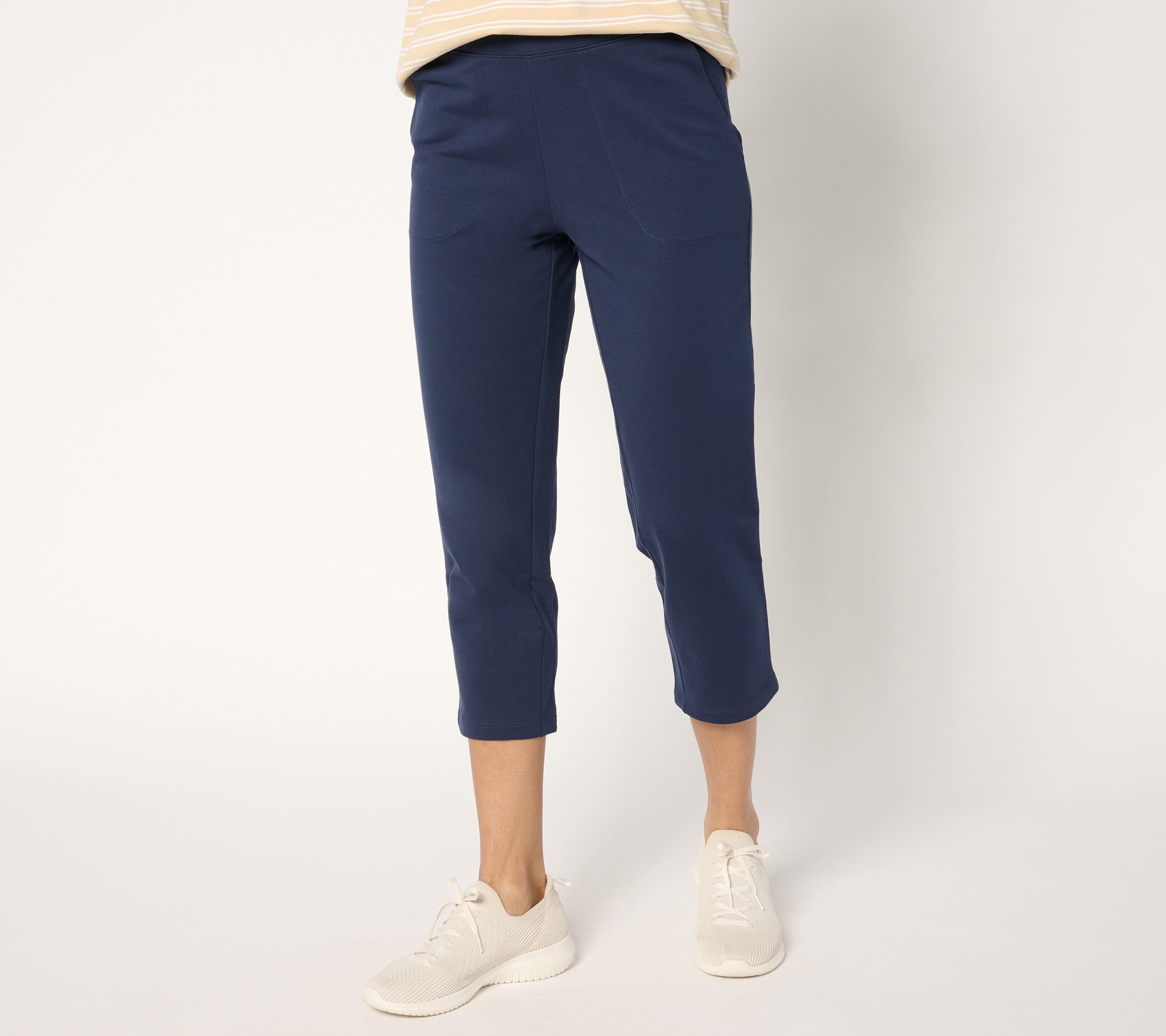 As Is Denim & Co. Tall EasyWear French Terry Crop Pant