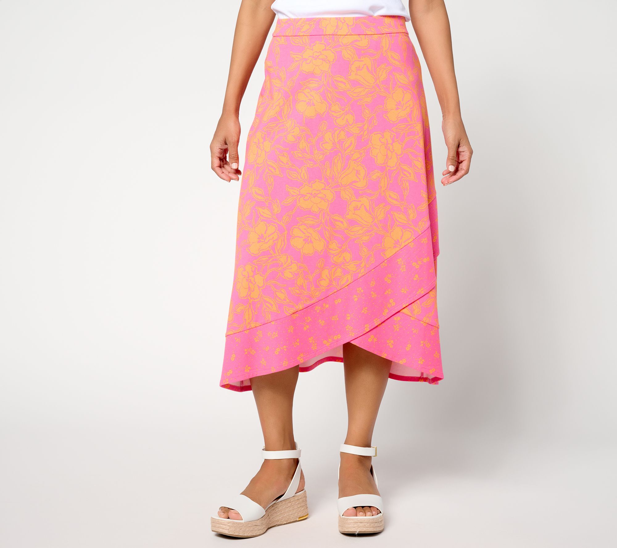 "As Is" Isaac Mizrahi Live! Reg A-La-Modal Printed Faux Wrap Midi