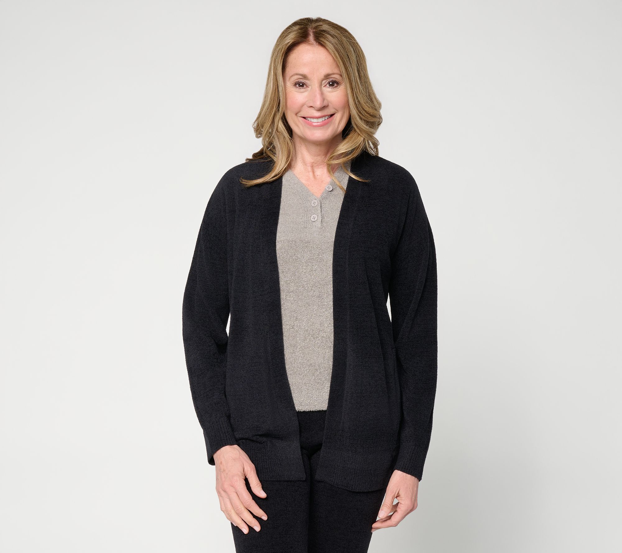 Barefoot Dreams Petite CozyChic Ultra Lite Placed Stitch Cardigan
