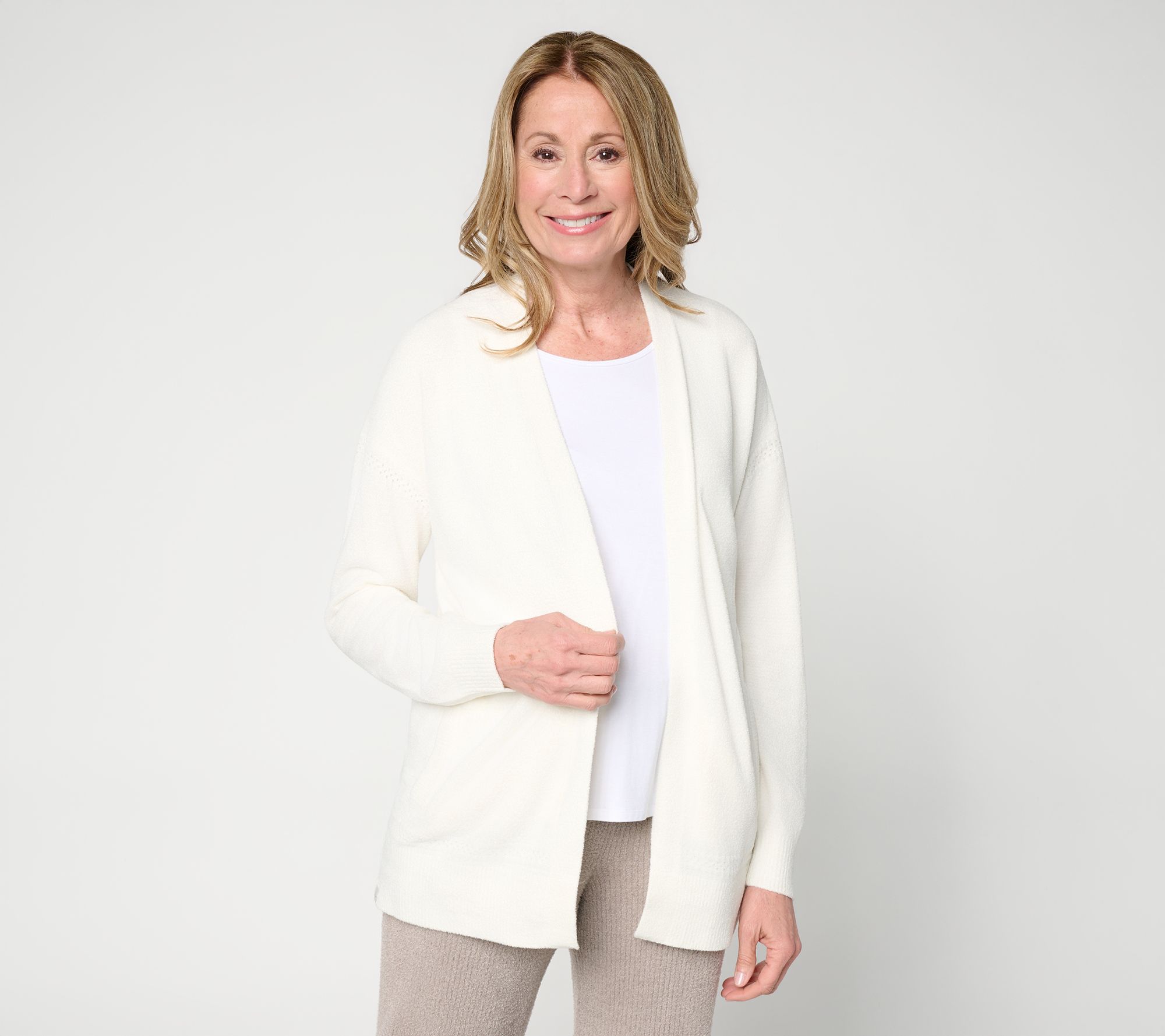 Barefoot Dreams Petite CozyChic Ultra Lite Placed Stitch Cardigan