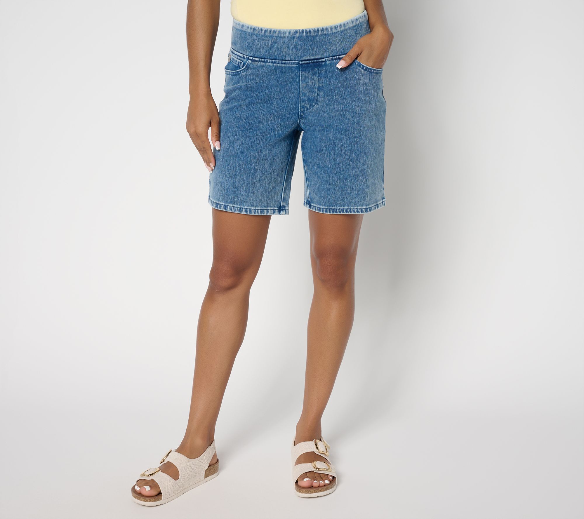 "As Is" Belle Beach by Kim Gravel Delray Denim 8" Shorts