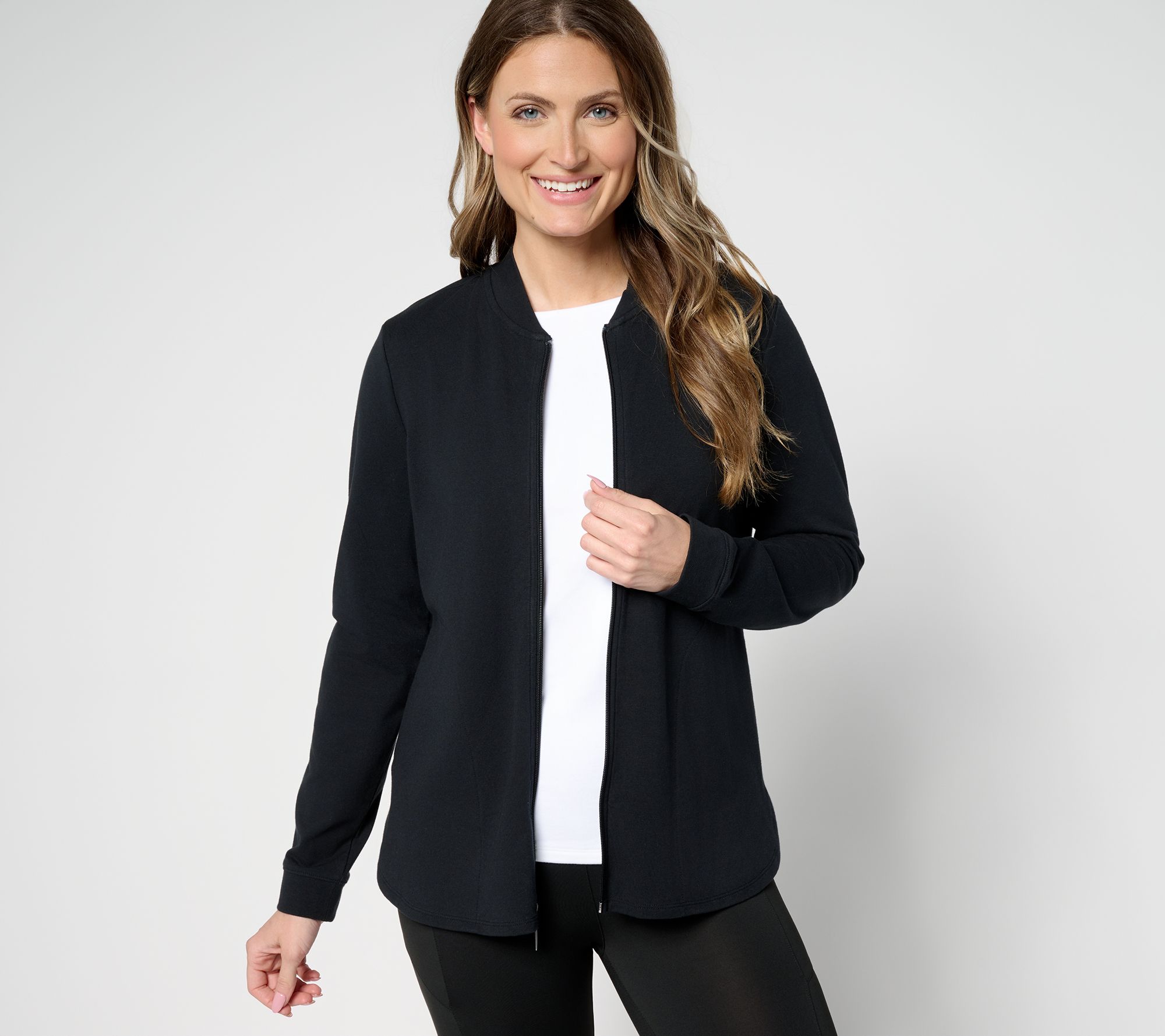 "As Is" Denim & Co. Active Duo Stretch Zip Front Jacket