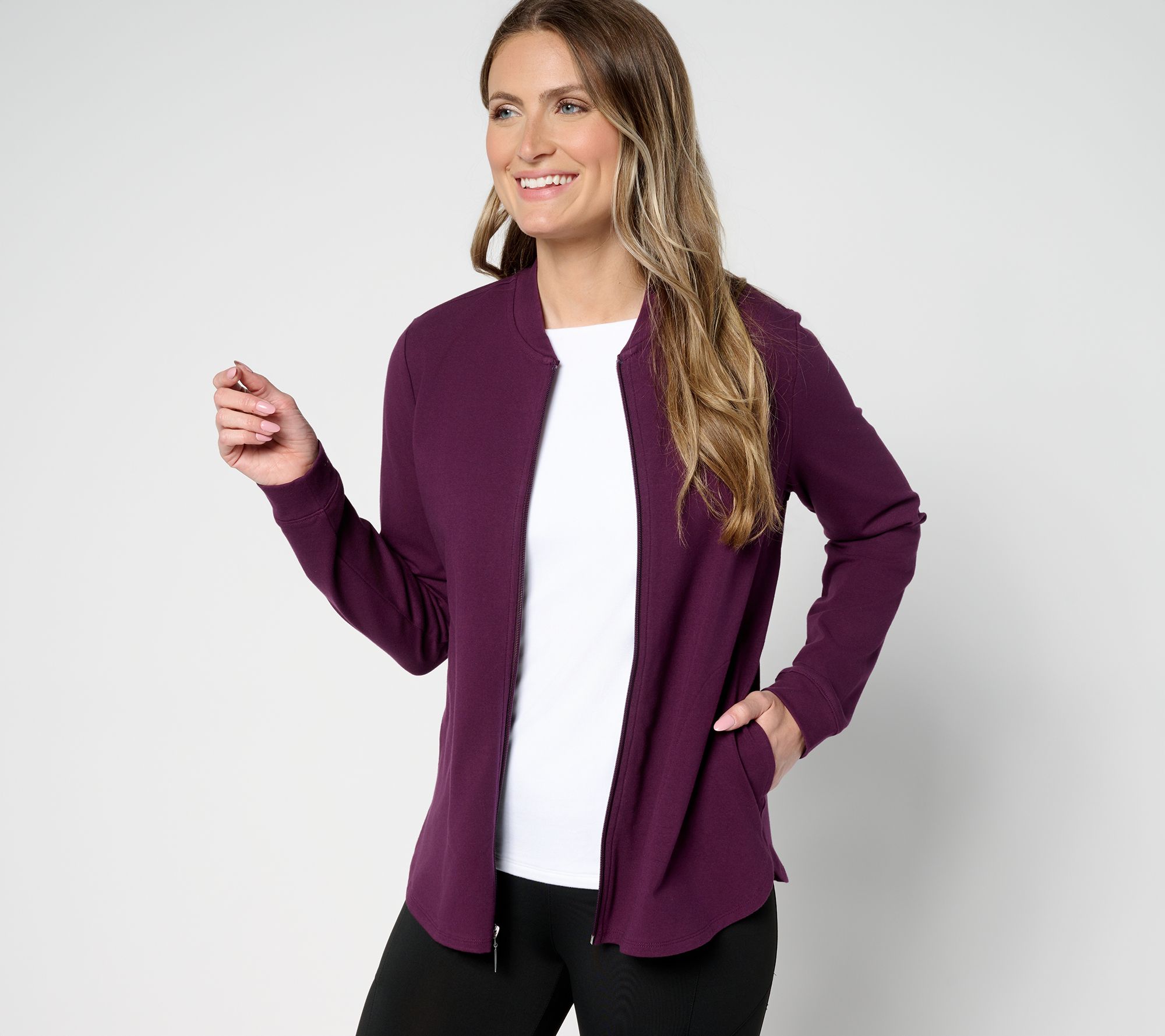 "As Is" Denim & Co. Active Duo Stretch Zip Front Jacket