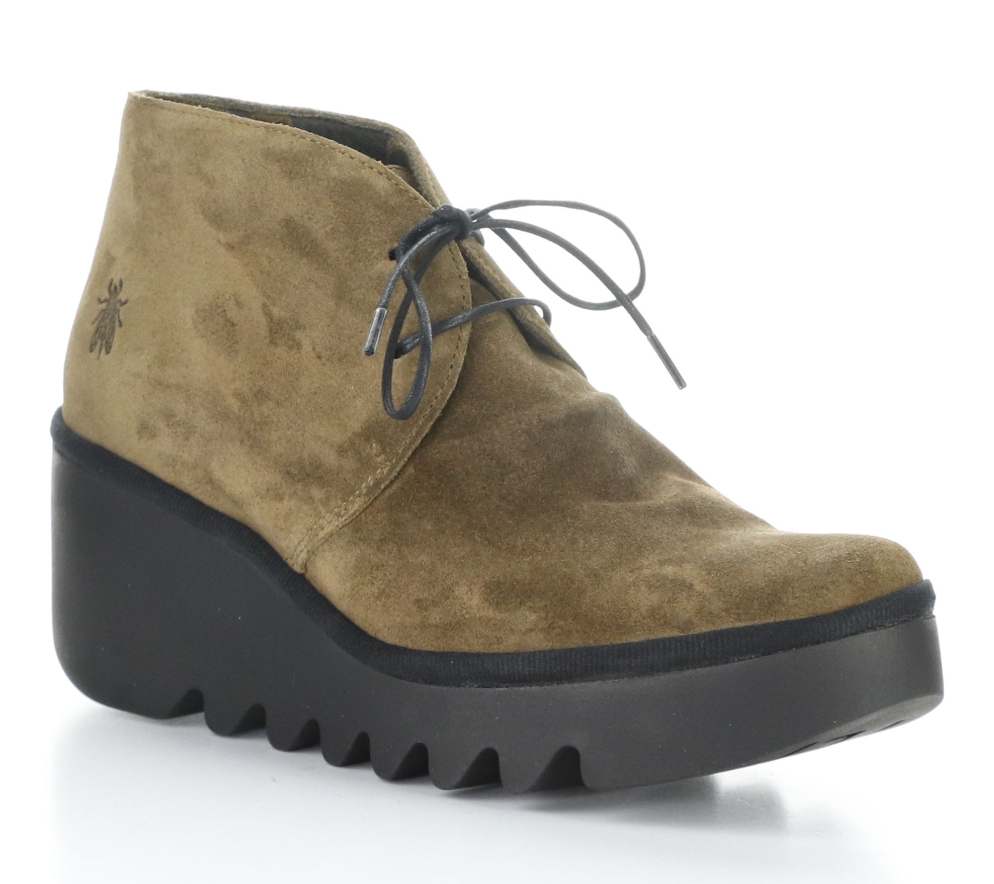 Fly London Oil Suede Lace Up Wedge Bootie