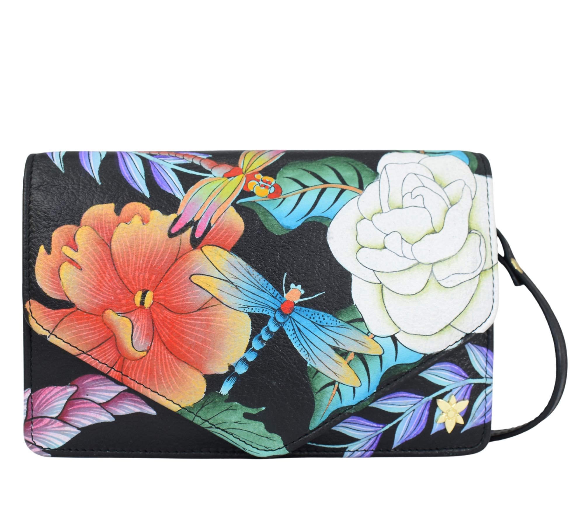 Anuschka Painted Leather Convertible Wallet Crossbody