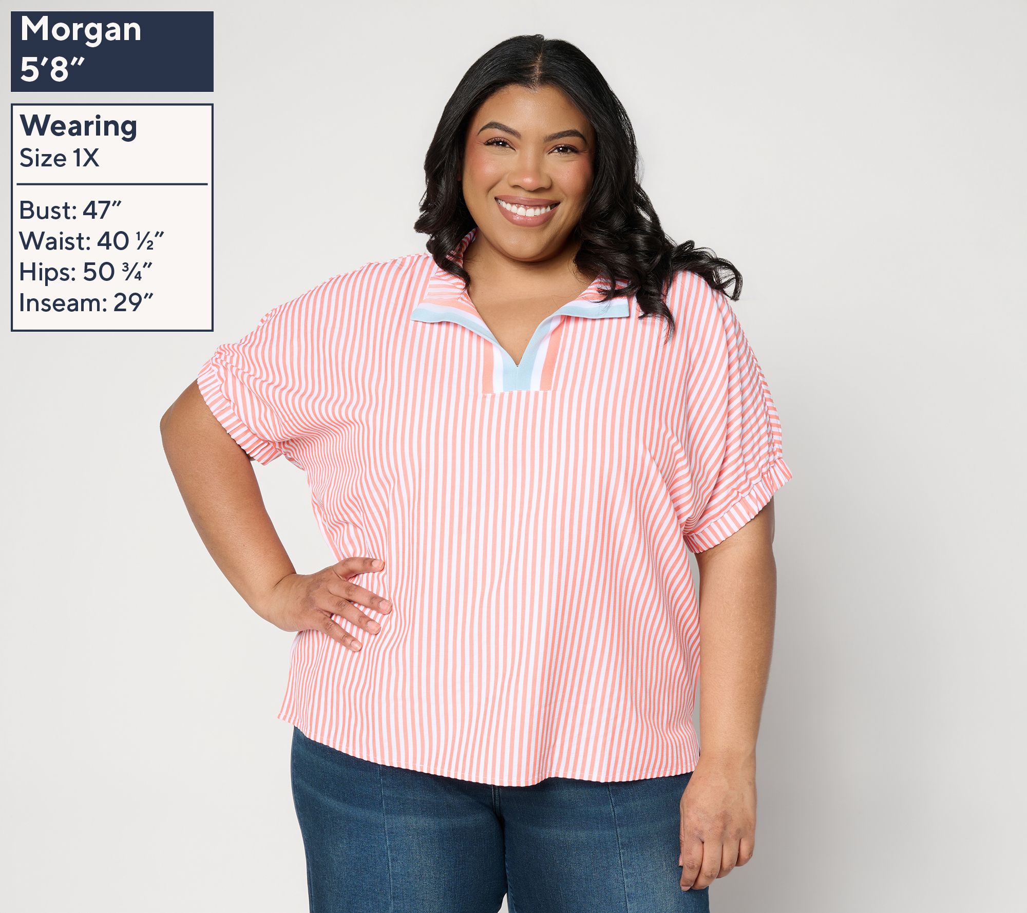 Belle by Kim Gravel Yacht Club Cool Seersucker Stripe Top - QVC.com