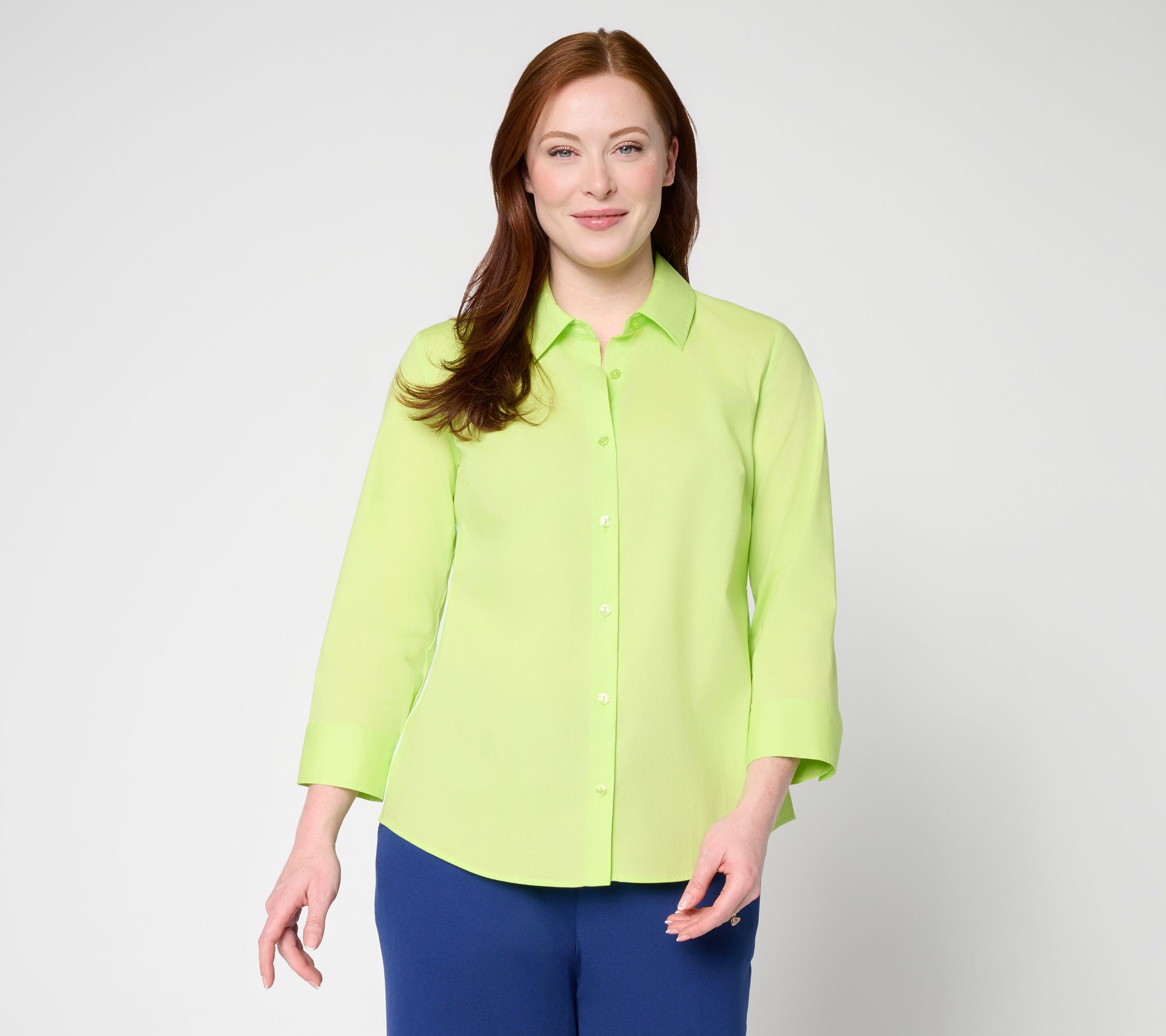 Joan Rivers Peek-A-Boo Stripe or Solid Button Front Shirt