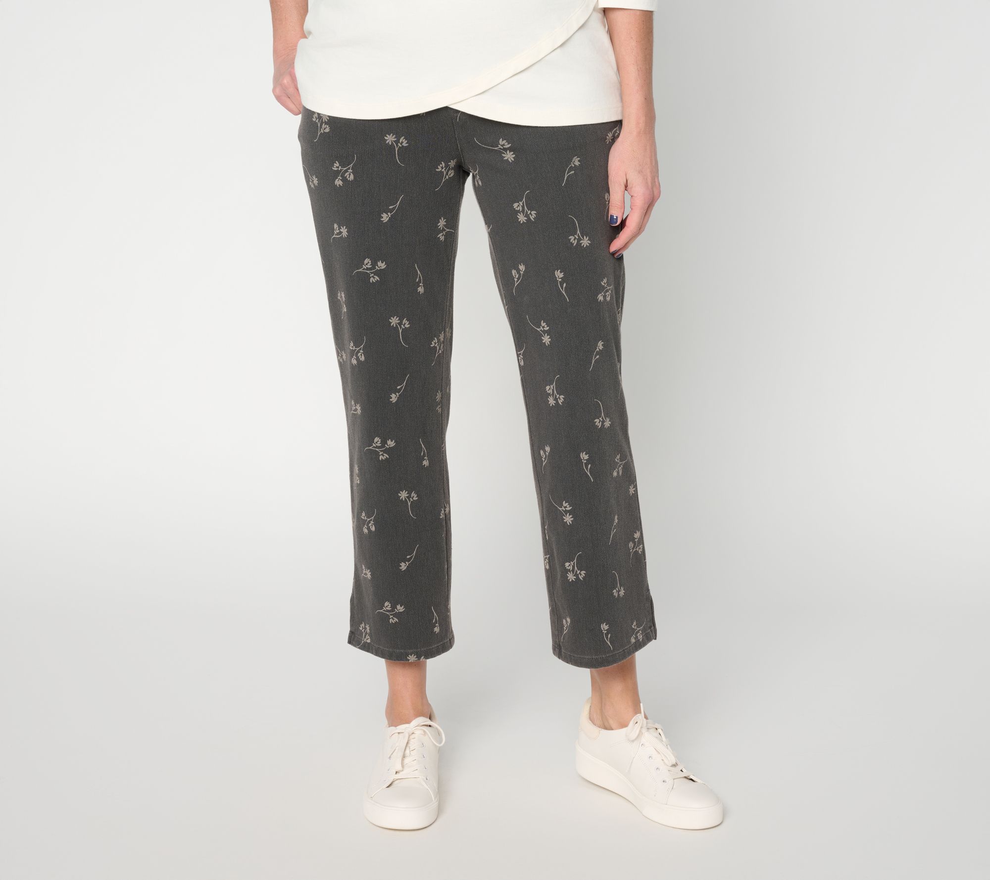 Denim & Co. Petite Printed Comfy Knit Air Crop Pants