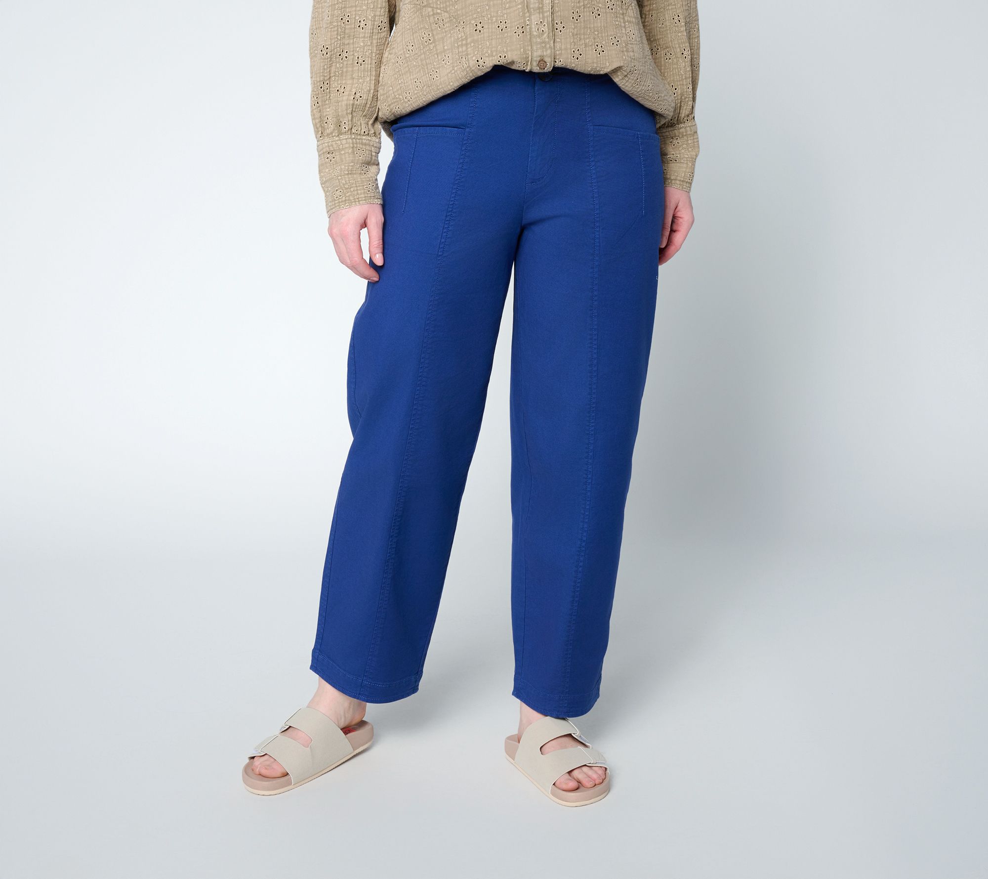 LOGO by Lori Goldstein Regular Barrel Leg Seamed Pants