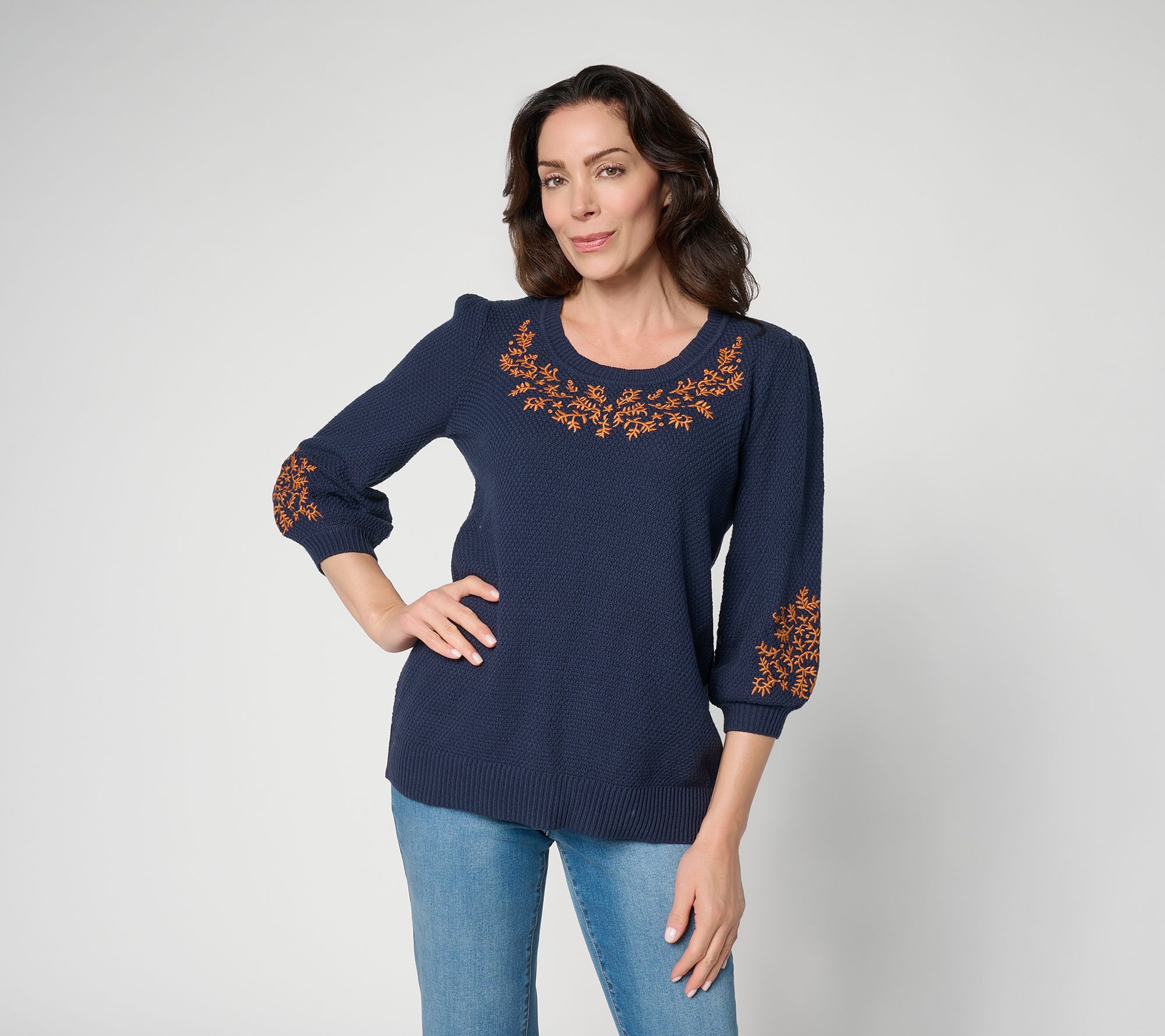 Ree by The Pioneer Woman Scoop Neck Embroidered Sweater