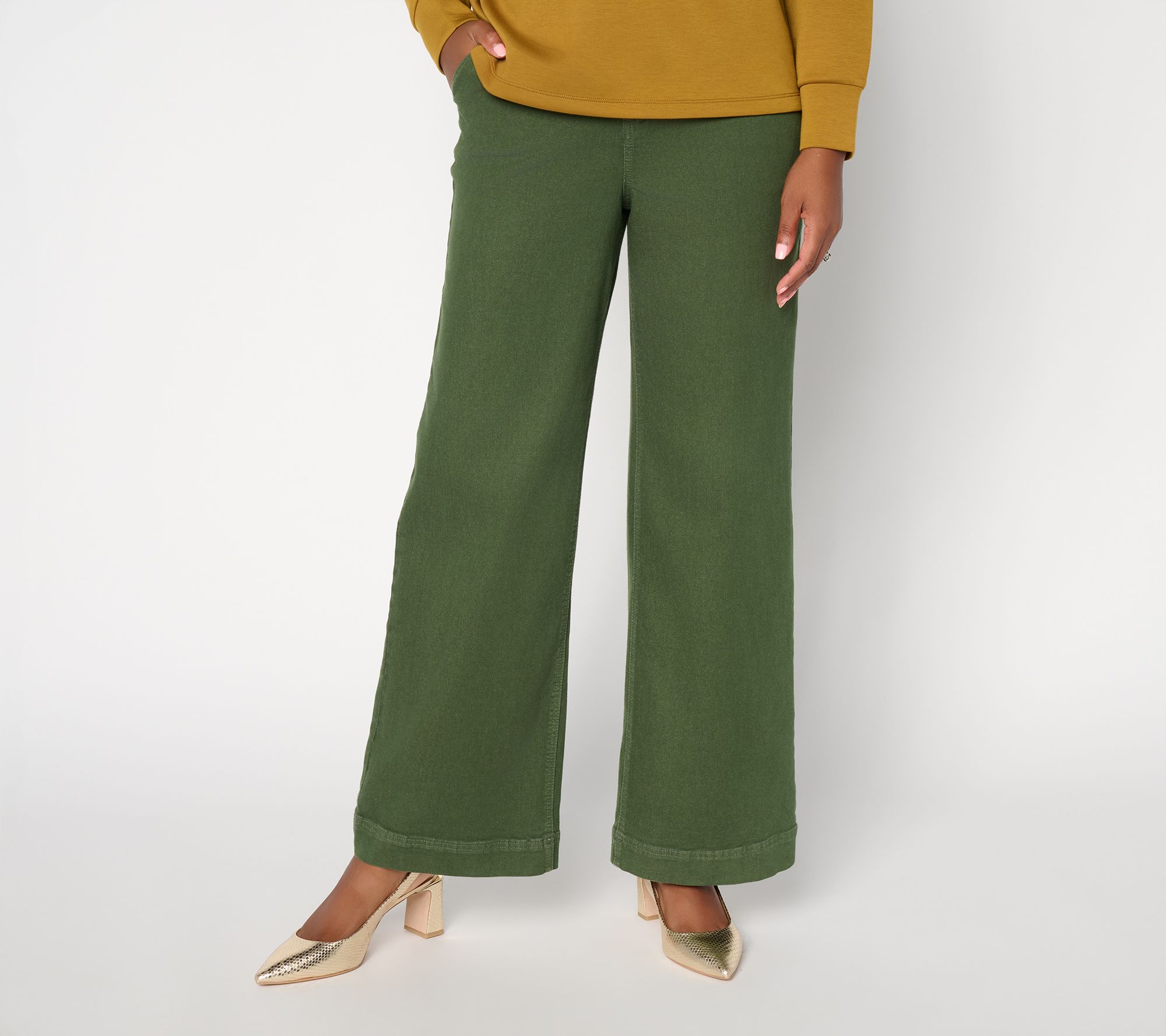 Carla Rockmore Collection Petite Color Dart Detail Wide Leg Jeans