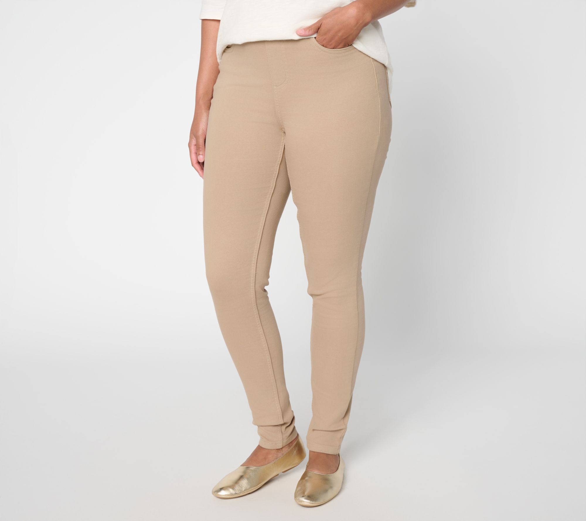 Denim & Co. Regular Colored Denim Pull-On Jeggings with Pockets